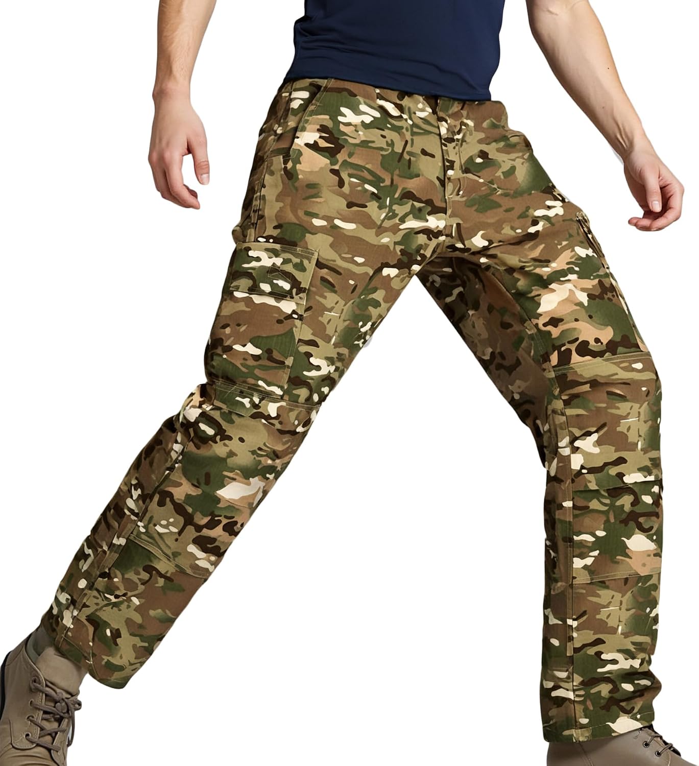 Detalle 2 de LANBAOSI Mens Tactical Ripstop Trousers with Knee Pad Pockets – Practical Cargo Pants for Outdoors