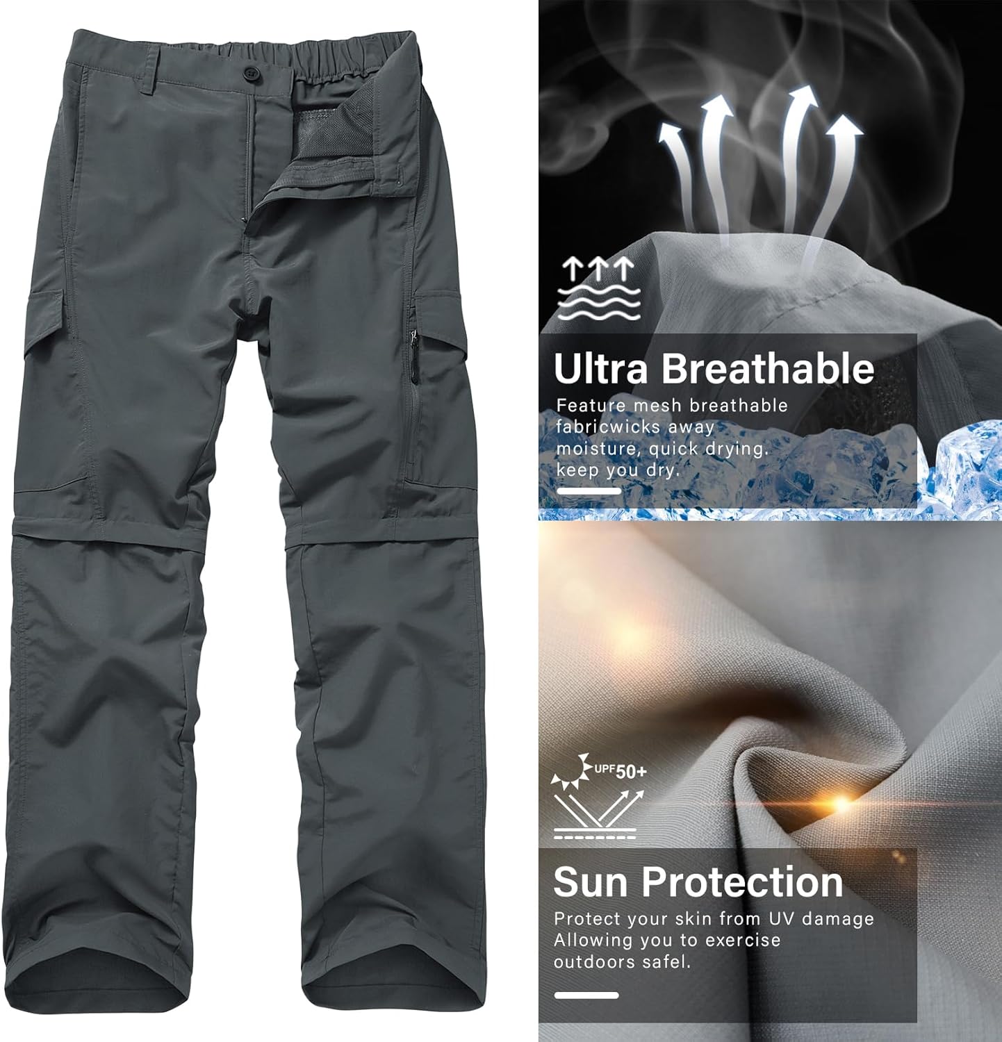 Detalle de Jessie Kidden Hiking Trousers for Men: Convertible, Quick-Dry & UPF 50+