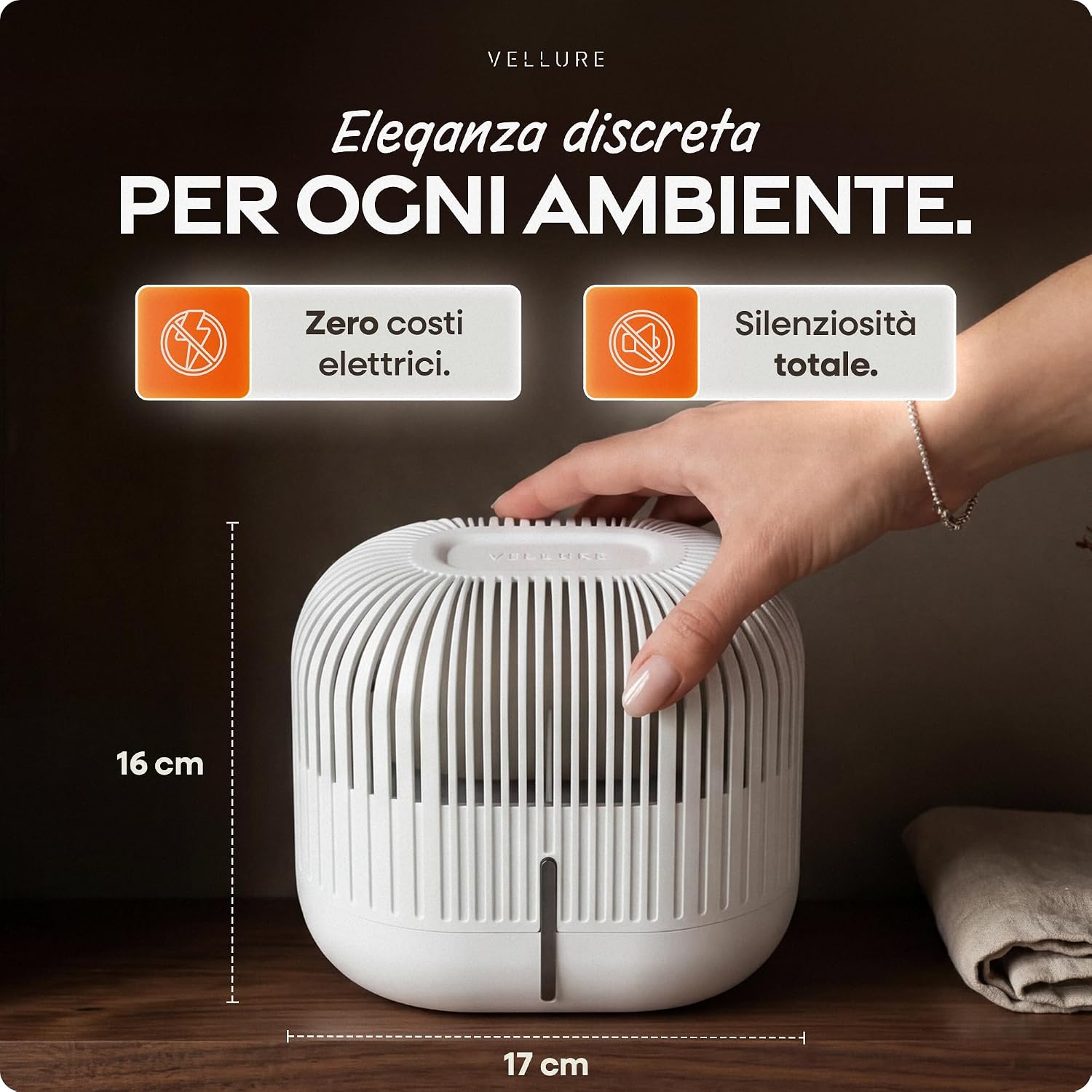 Thumbnail 1 de Vellure Deumidificatore di design senza corrente + 2 ricariche da 600 g • ideale per bagni, cantine e ambienti fino a 25 m²