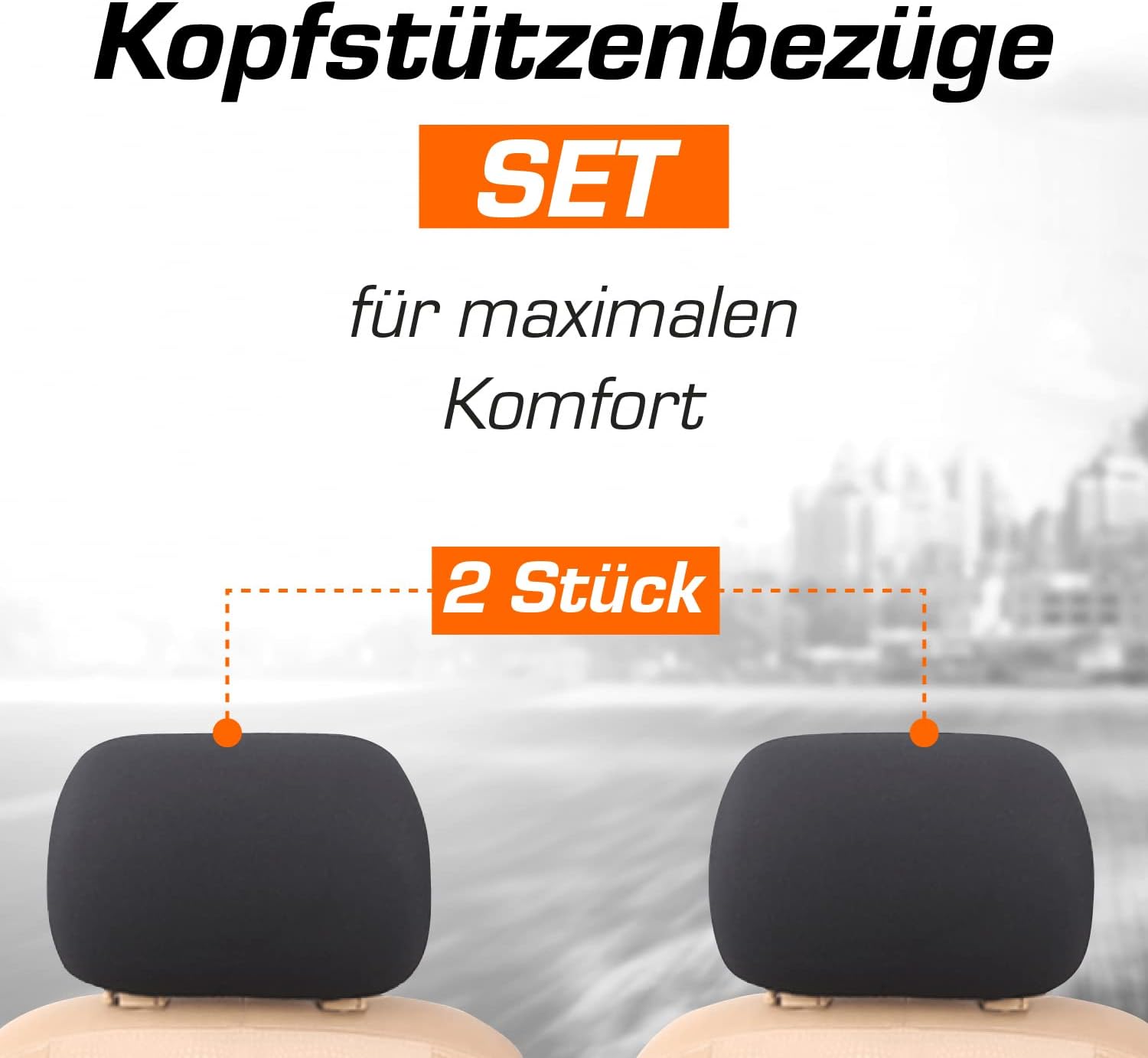 Upgrade4cars Kopfstützenbezug Set Schwarz