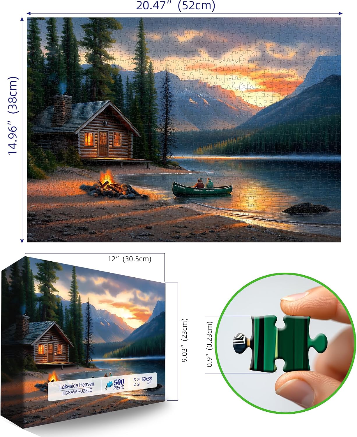 Detalle 2 de Blueforest Mountain Lake 500-Piece Jigsaw