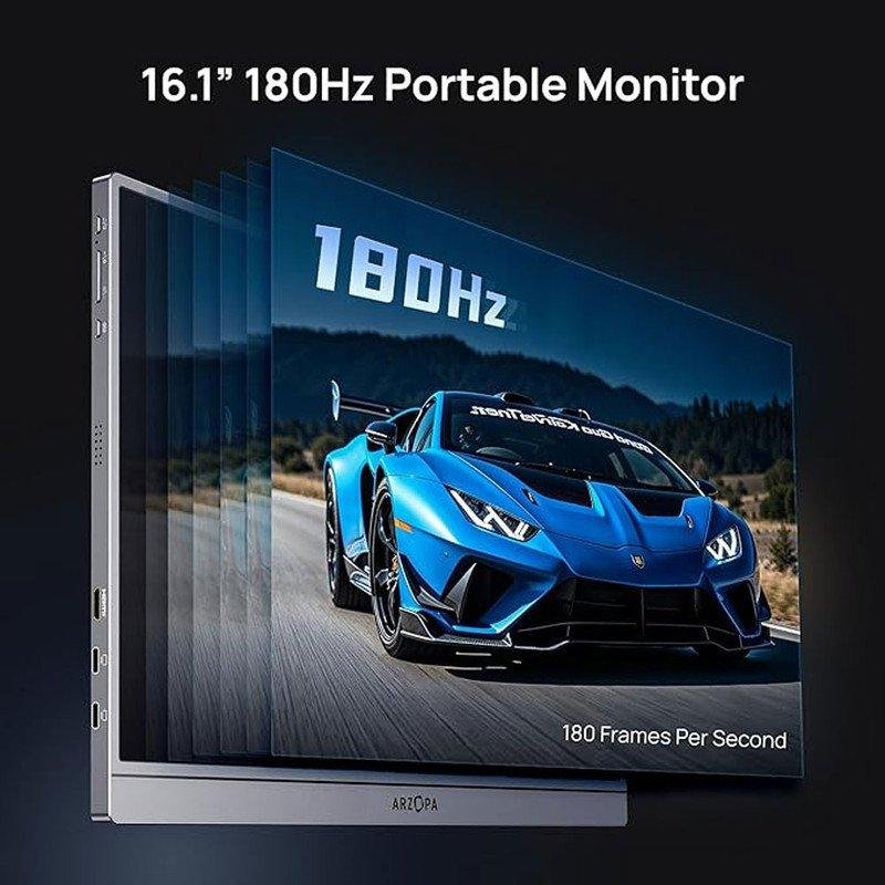 Detalle de Monitor Arzopa Z3FC 16,1" QHD 180 Hz IPS portátil con USB-C, Mini HDMI y soporte integrado