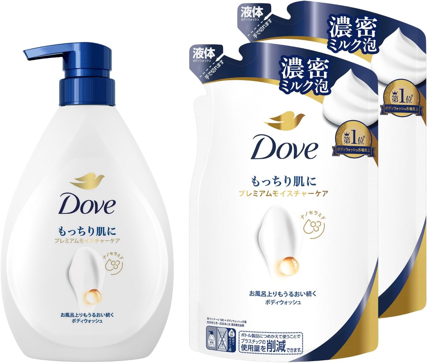 Detalle de Dove(ダヴ)プレミアム モイスチャーケア ボディウォッシュ 本体440g+詰め替え300g×2