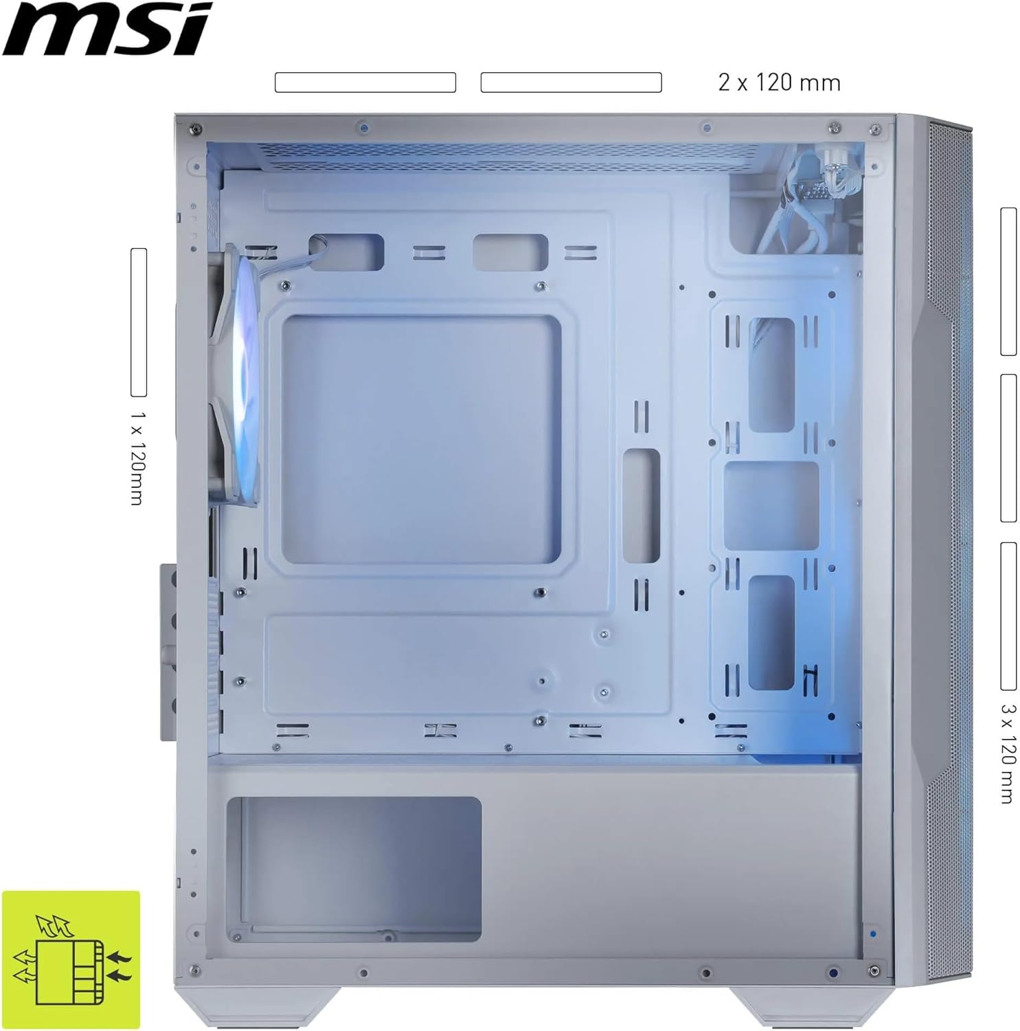 Thumbnail 5 de MSI MAG FORGE M100R White micro-ATX PC Case with tempered glass and ARGB fans