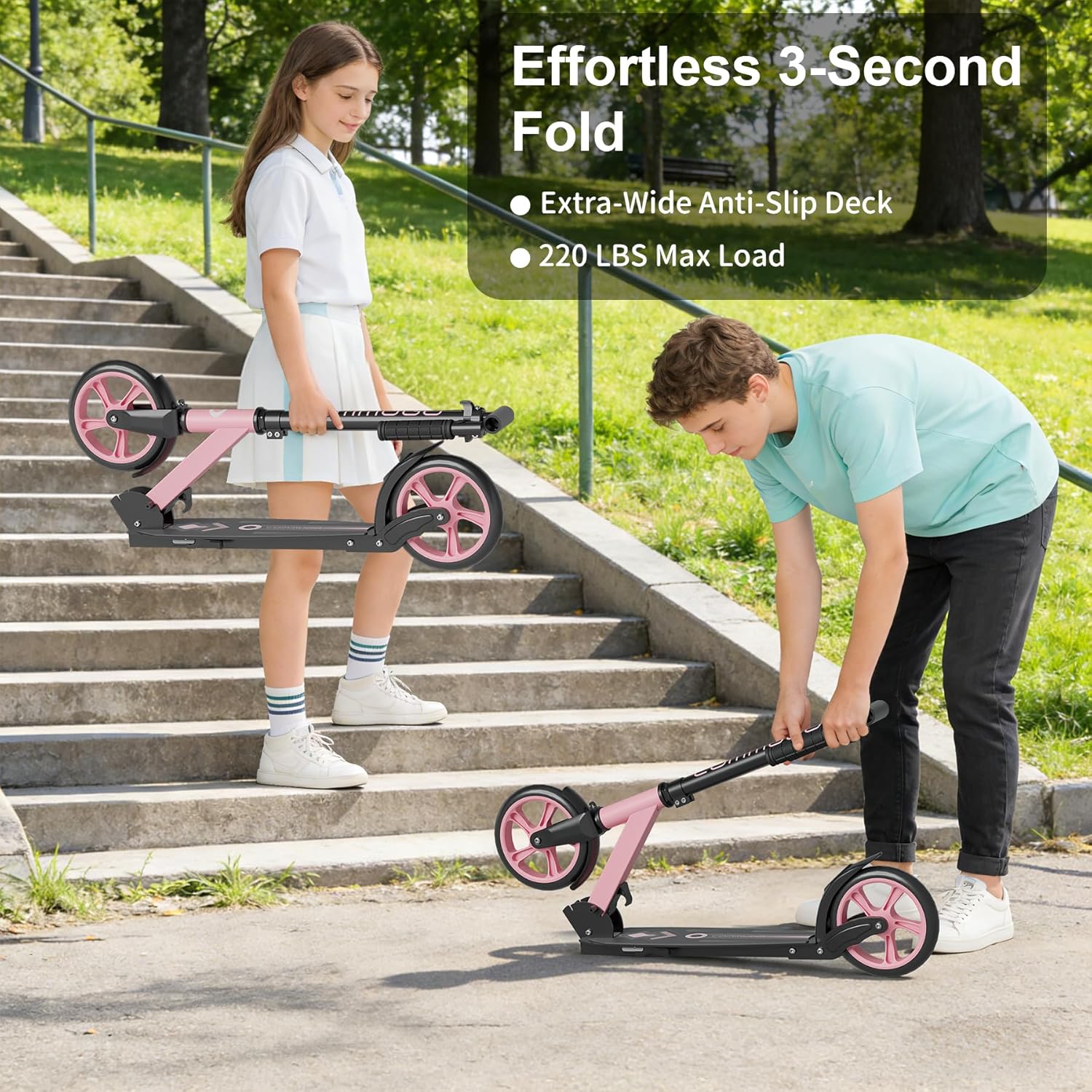 Detalle de Commugo Kick Scooter for Kids 5-12, Teens & Adults (CPSC Certified, Foldable, 8-Inch Wheels)