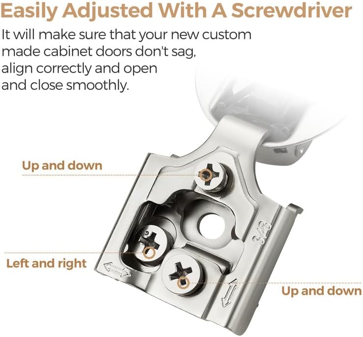 Detalle de Ravinte JL114LS Soft-Close Cabinet Hinges, 3/8-Inch Overlay, 30 Pairs