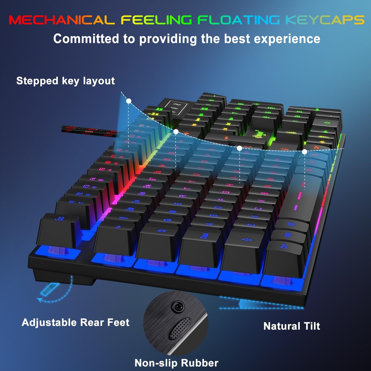 Detalle de BlueFinger Gaming Keyboard Combo, USB Wired