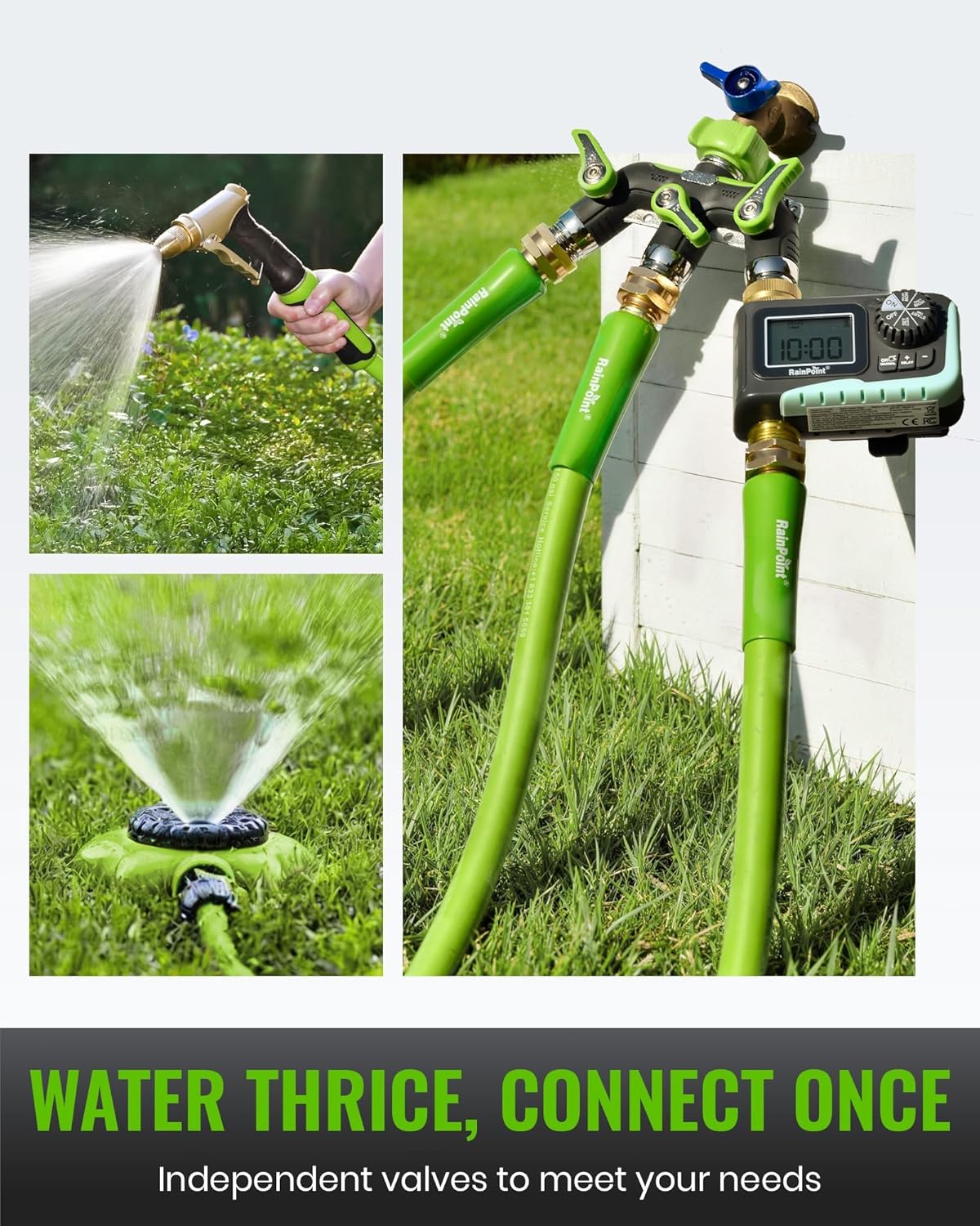 Thumbnail 4 de RAINPOINT 3-Wege-Verteiler Wasser aus Metallgehäuse, 3/4 Zoll