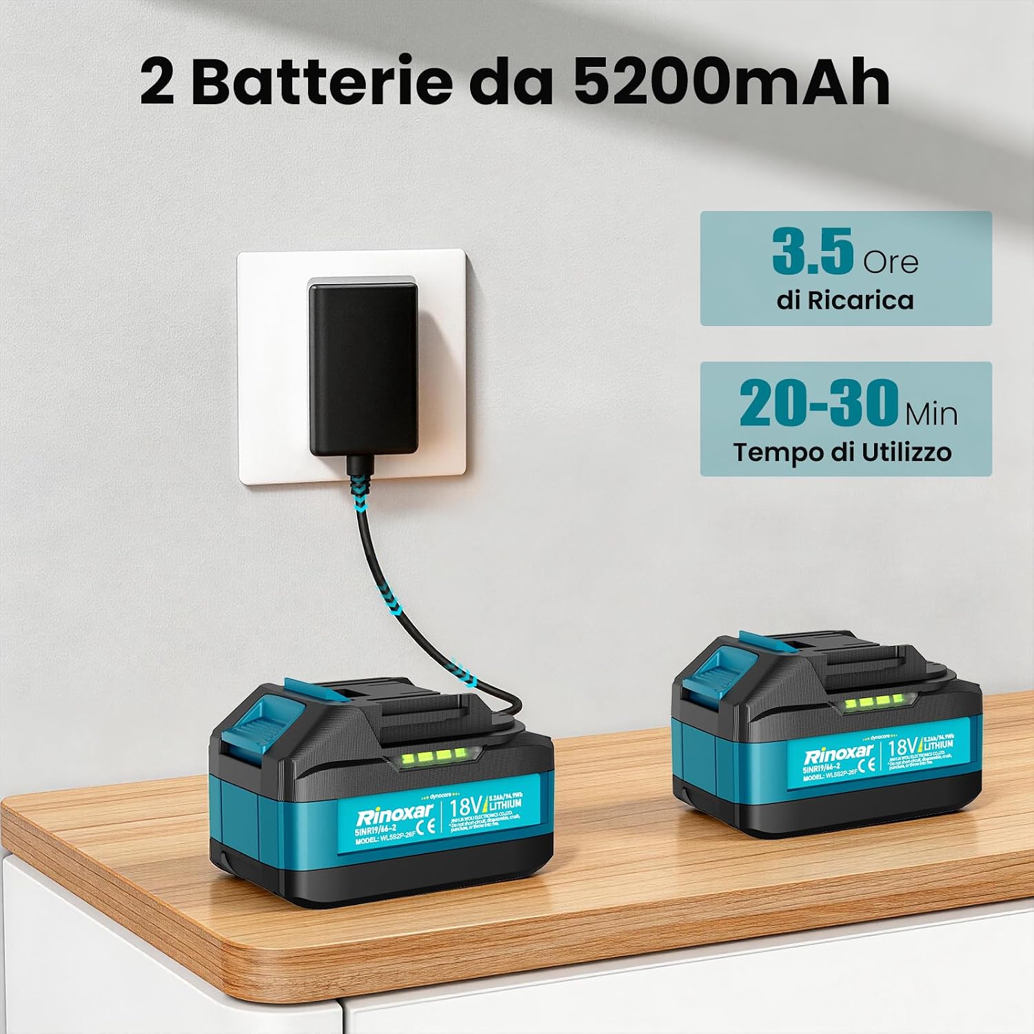 Detalle de Decespugliatore a Batteria 26 cm con Motore Anteriore Brushless + 2 Batterie 18V 5200 mAh