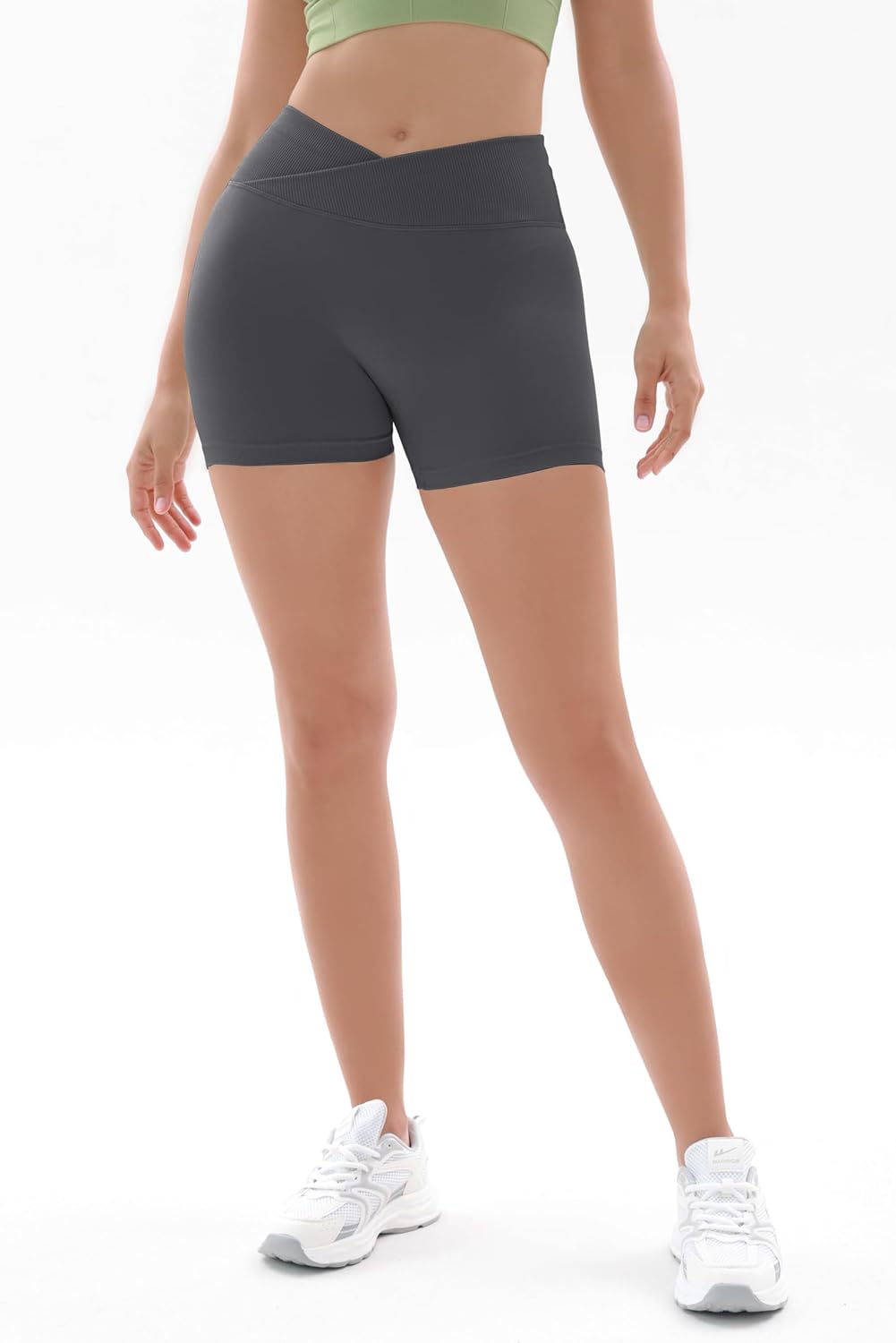 Thumbnail 1 de Vertvie Damen Gym Shorts V Cross Stretch Push Up – High Waist Nahtlos, Booty Scrunch und Fitness Short