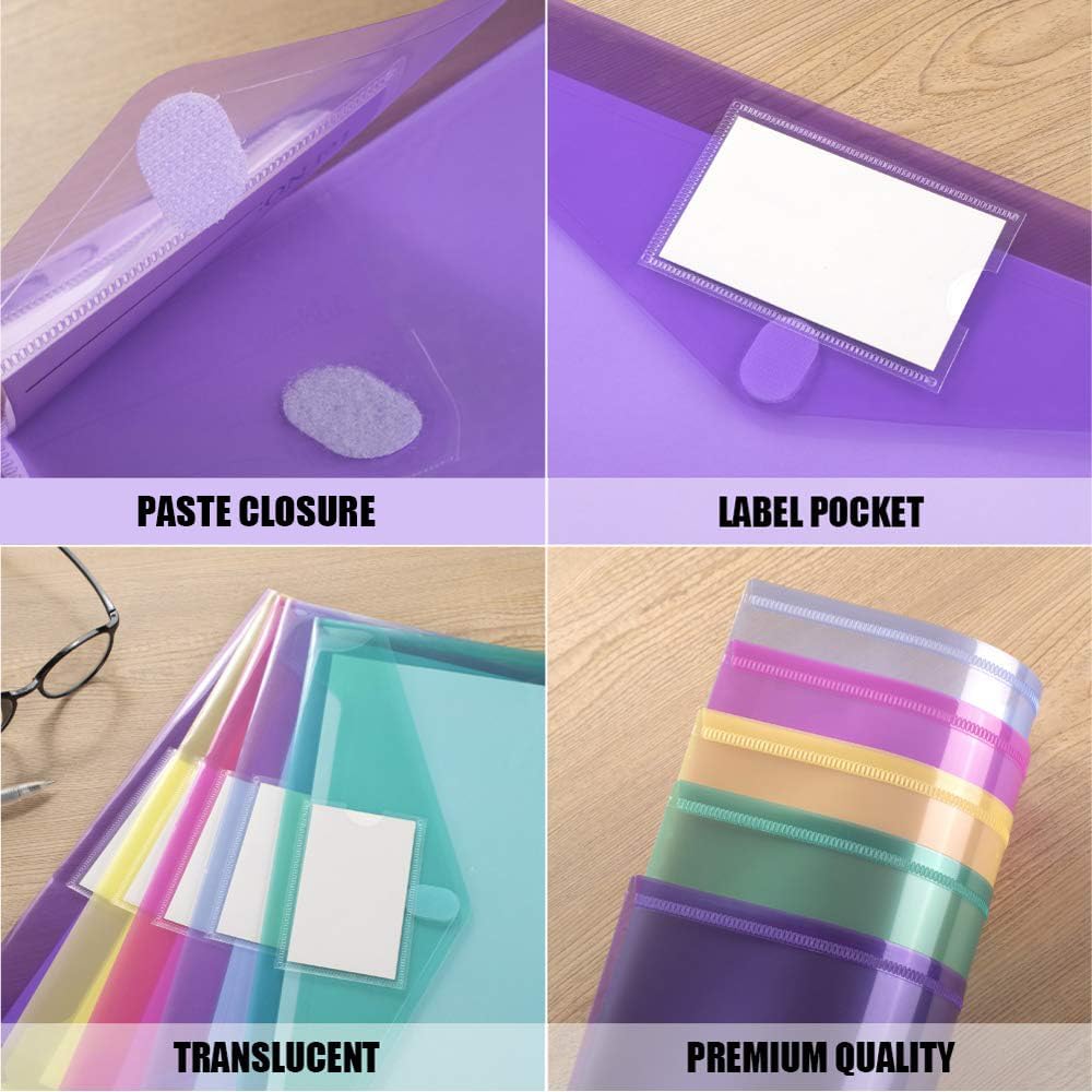 Thumbnail 3 de Sooez SZ-03-21 File Folders, 10-Pack Clear Poly Envelopes in 5 Colors