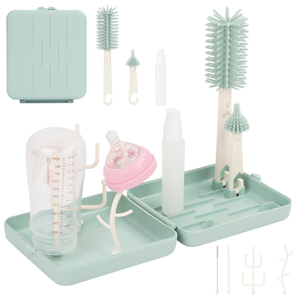 Detalle de Vicloon 6-in-1 Reise-Baby-Flaschenbürsten-Set – BPA-frei, kompakt und vielseitig