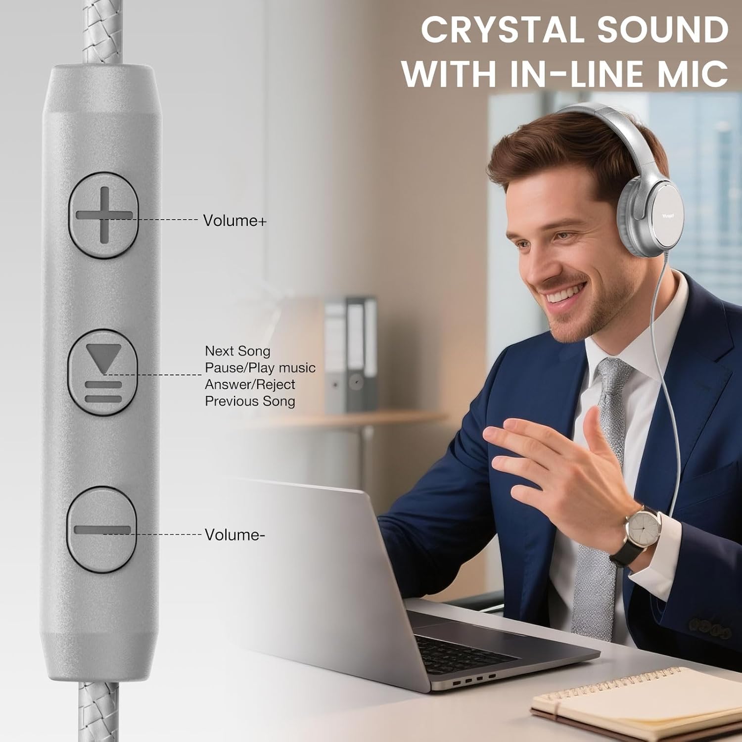 Detalle 2 de Wuopzf USB-C Wired Over-Ear Headphones with Microphone and Share Port