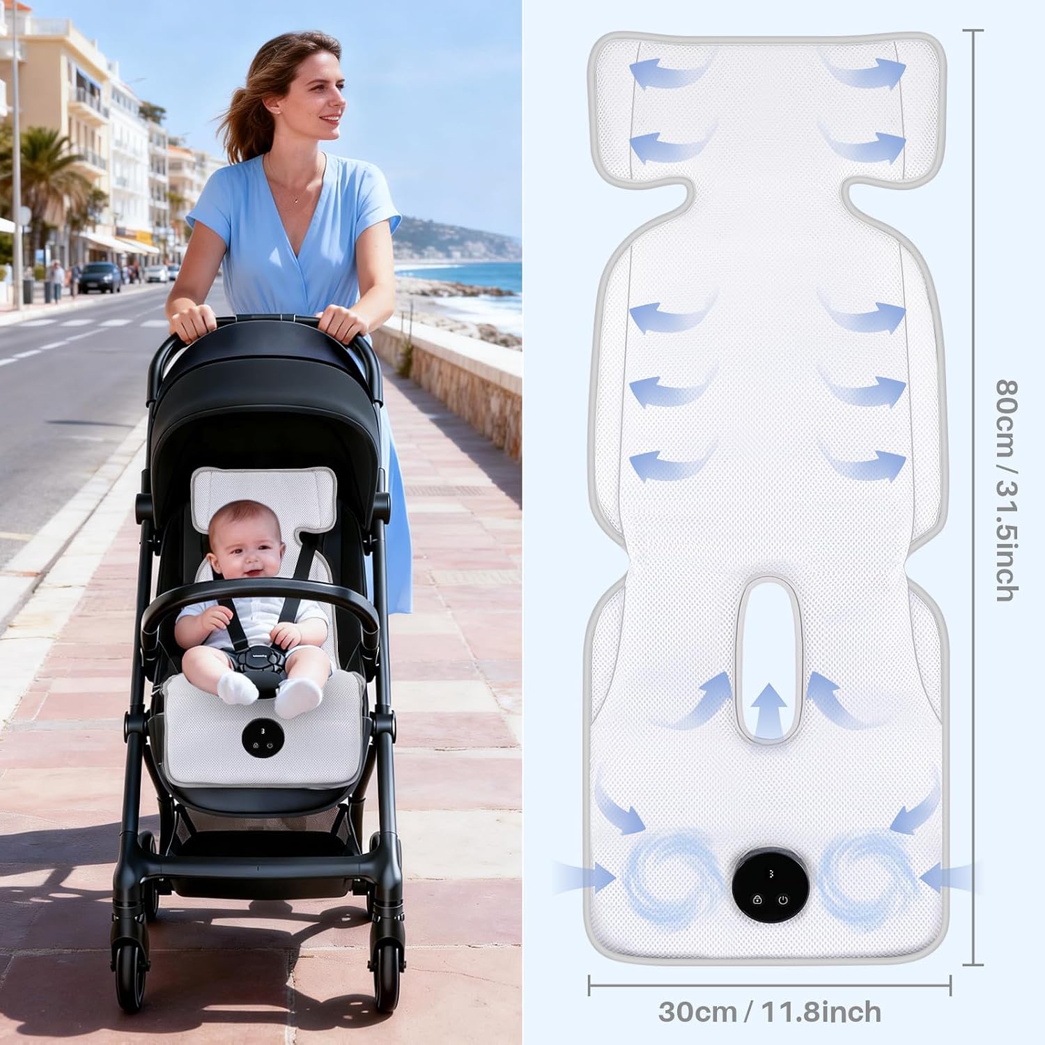 Detalle de Sendowtek Cooling Pad for Baby Pushchair with USB Rechargeable Fan