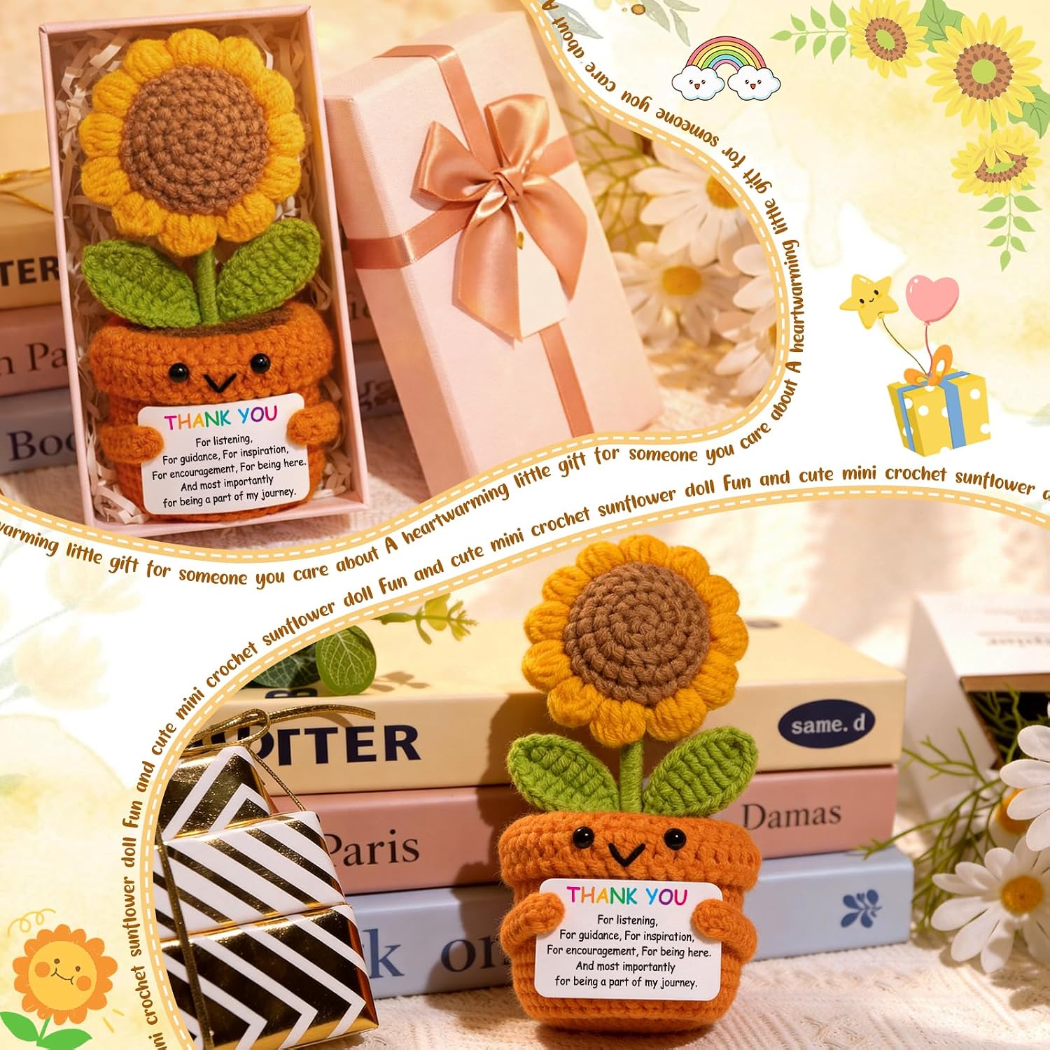 Thumbnail 6 de Frabaca CJXRK010 Crochet Sunflower Thank-You Doll with Appreciation Card