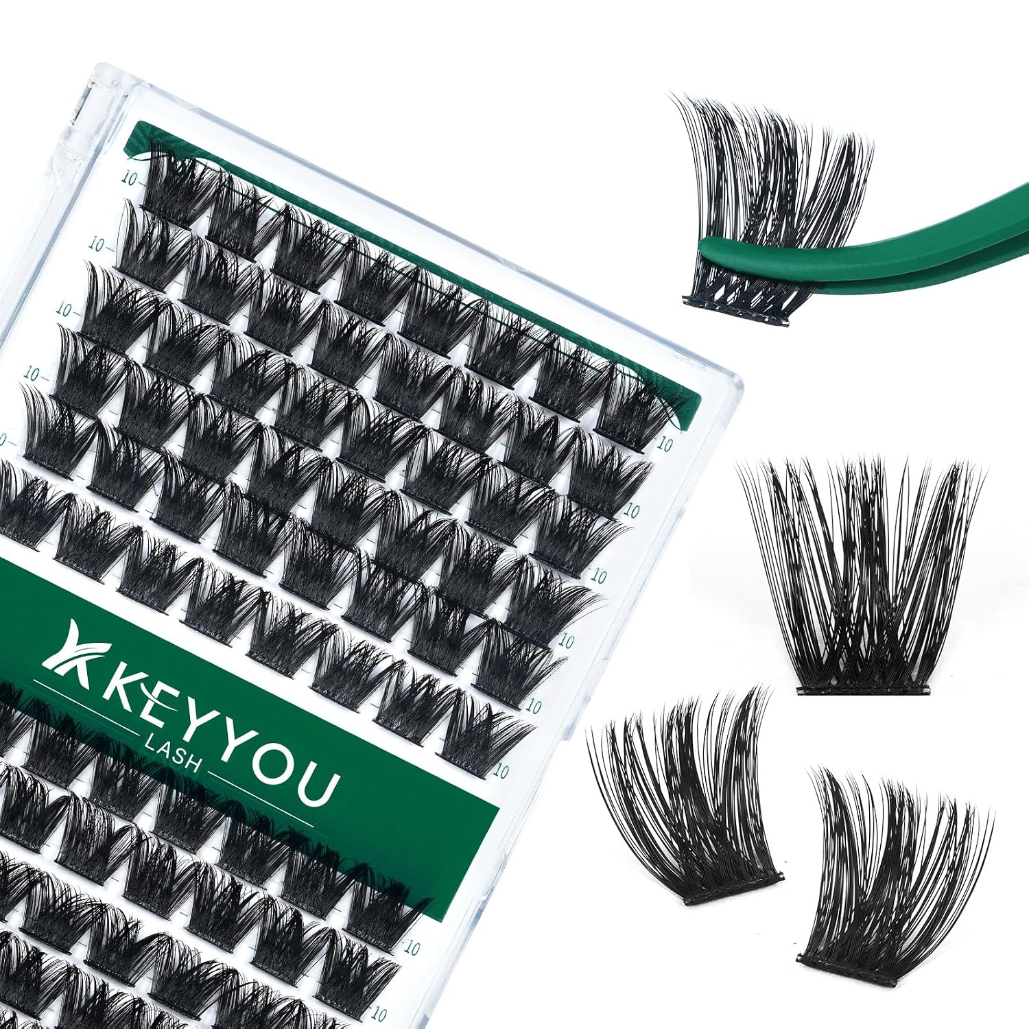 Detalle de KEYYOU Y02 Lash Clusters, D Curl 10mm Wispy Volume