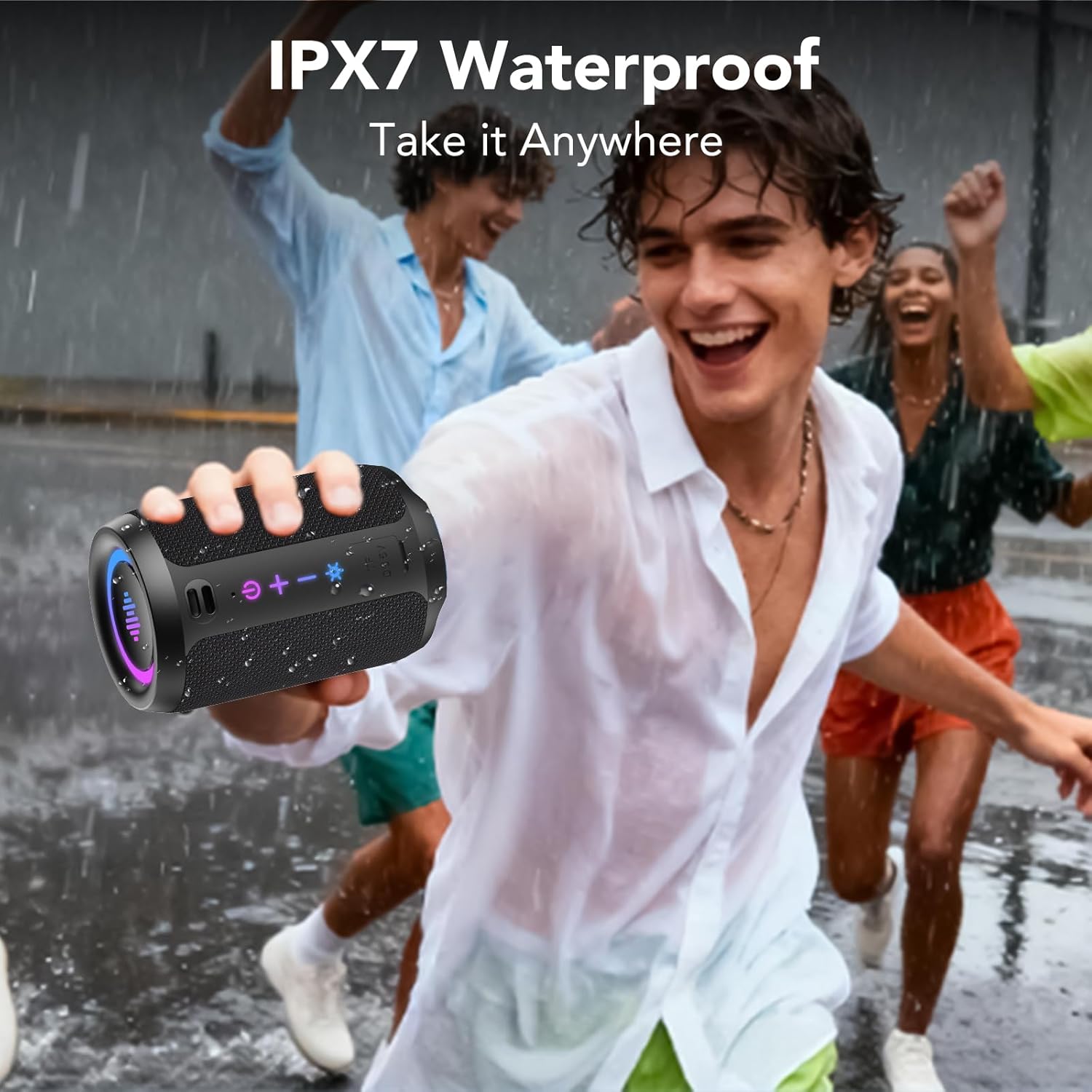 Thumbnail 2 de Bluetooth 5.4 Portable Speaker with Stereo Sound, Mic & 12H Playtime (IPX7, 6 RGB, TWS pairing)