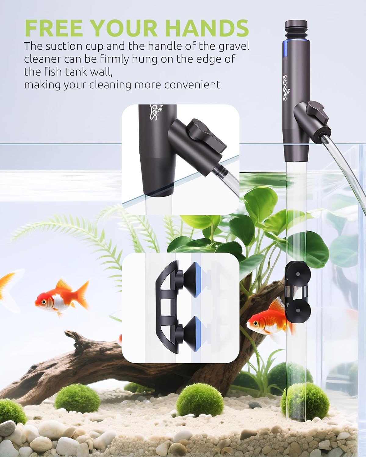 Thumbnail 3 de Aquarium Vacuum Gravel Cleaner Adjustable – 4-in-1 Manual Water Changer for Fish Tanks