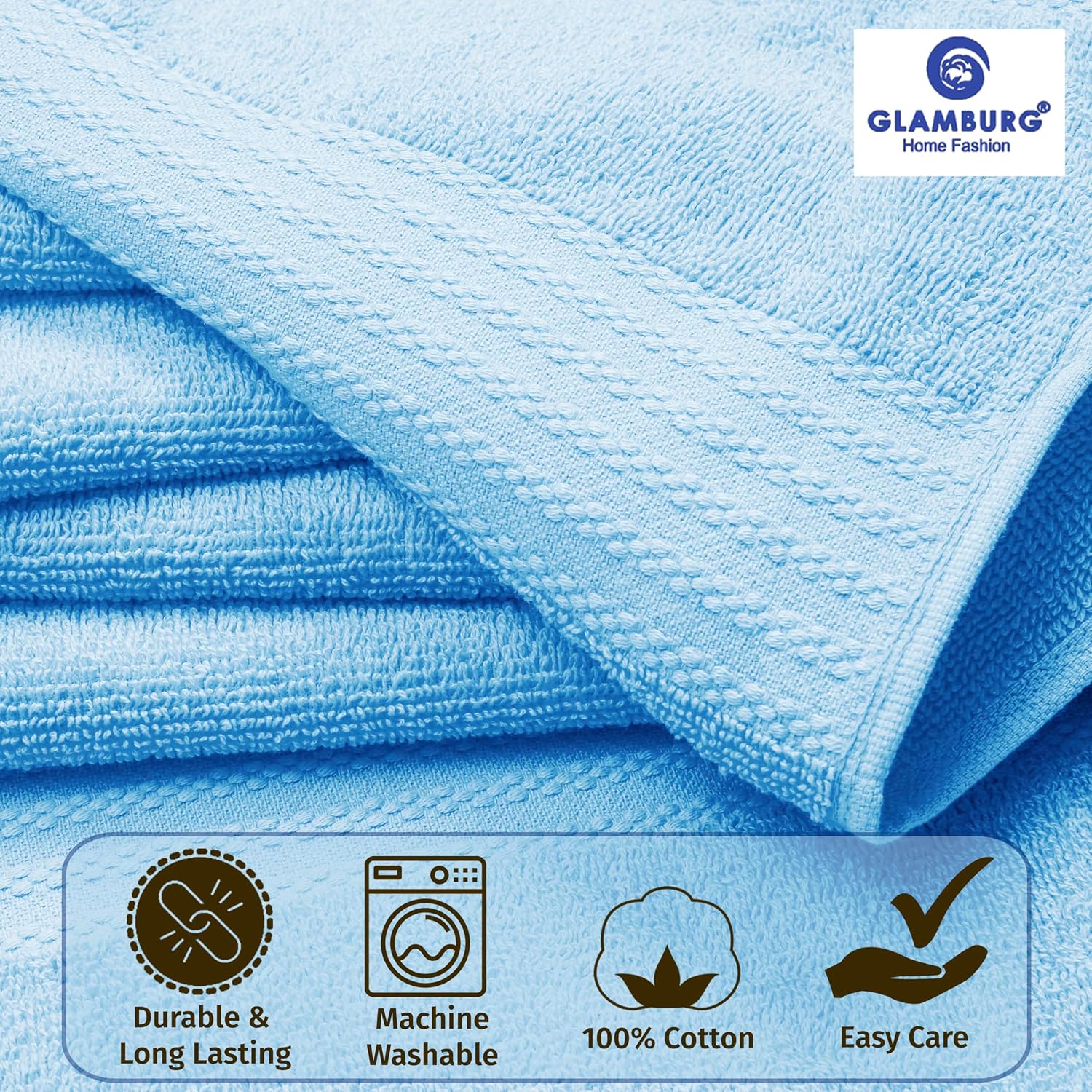 Detalle 2 de GLAMBURG Cotton Towel Set, 8-Piece