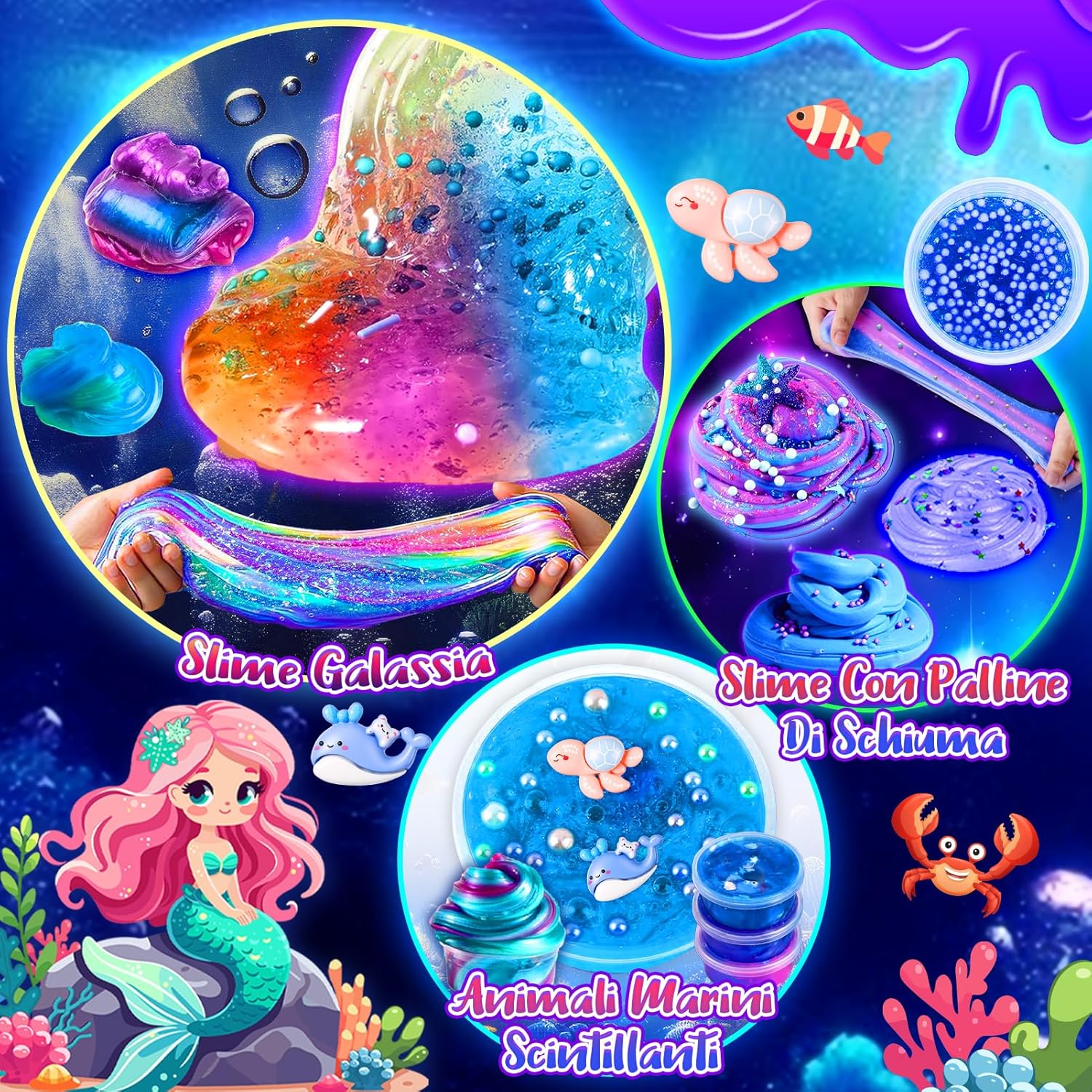 Detalle 2 de iKidiki Slime Kit Oceano Galaxy 11 pezzi
