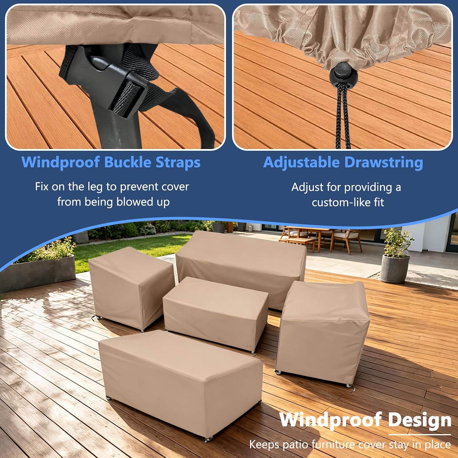 Detalle 2 de STARTWO 334-TZ5-DK 5-Piece Patio Furniture Cover Set, Waterproof Polyester