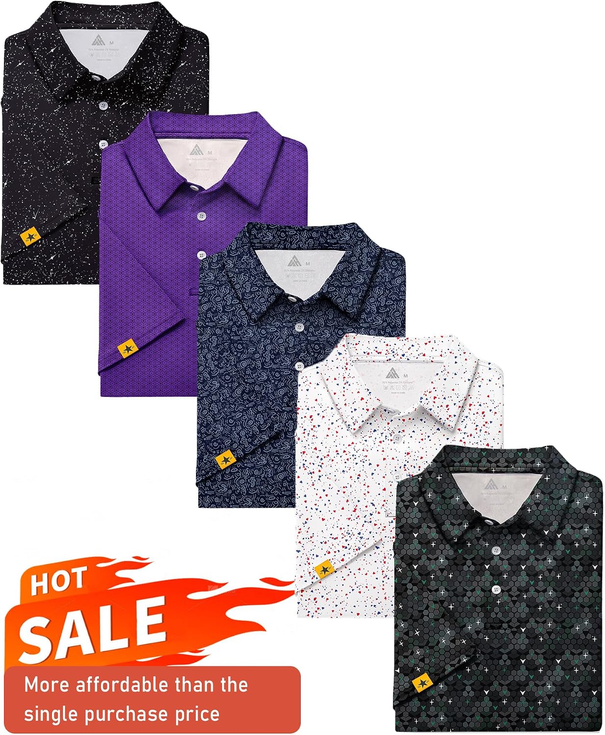 Thumbnail 6 de ZITY Men's Golf Polo Shirts 5-Pack
