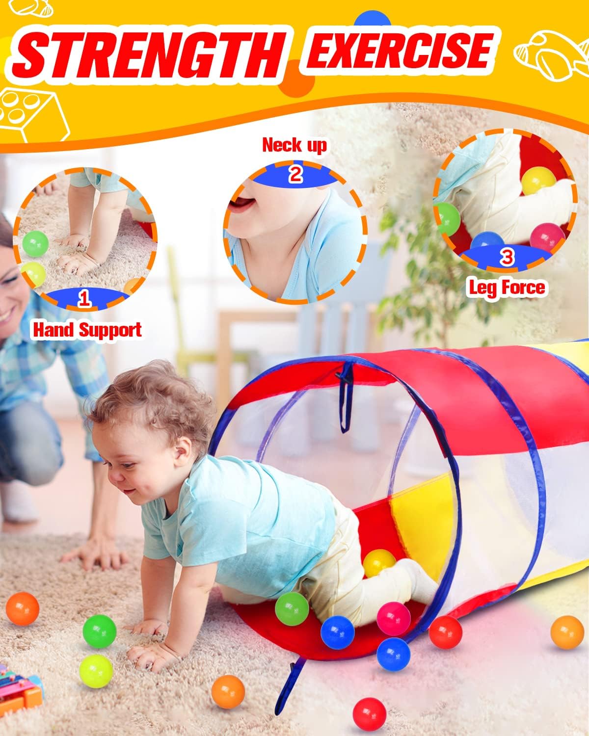 Detalle de WEEKSUN Tunnel per bambini tunnel da gioco 180 cm