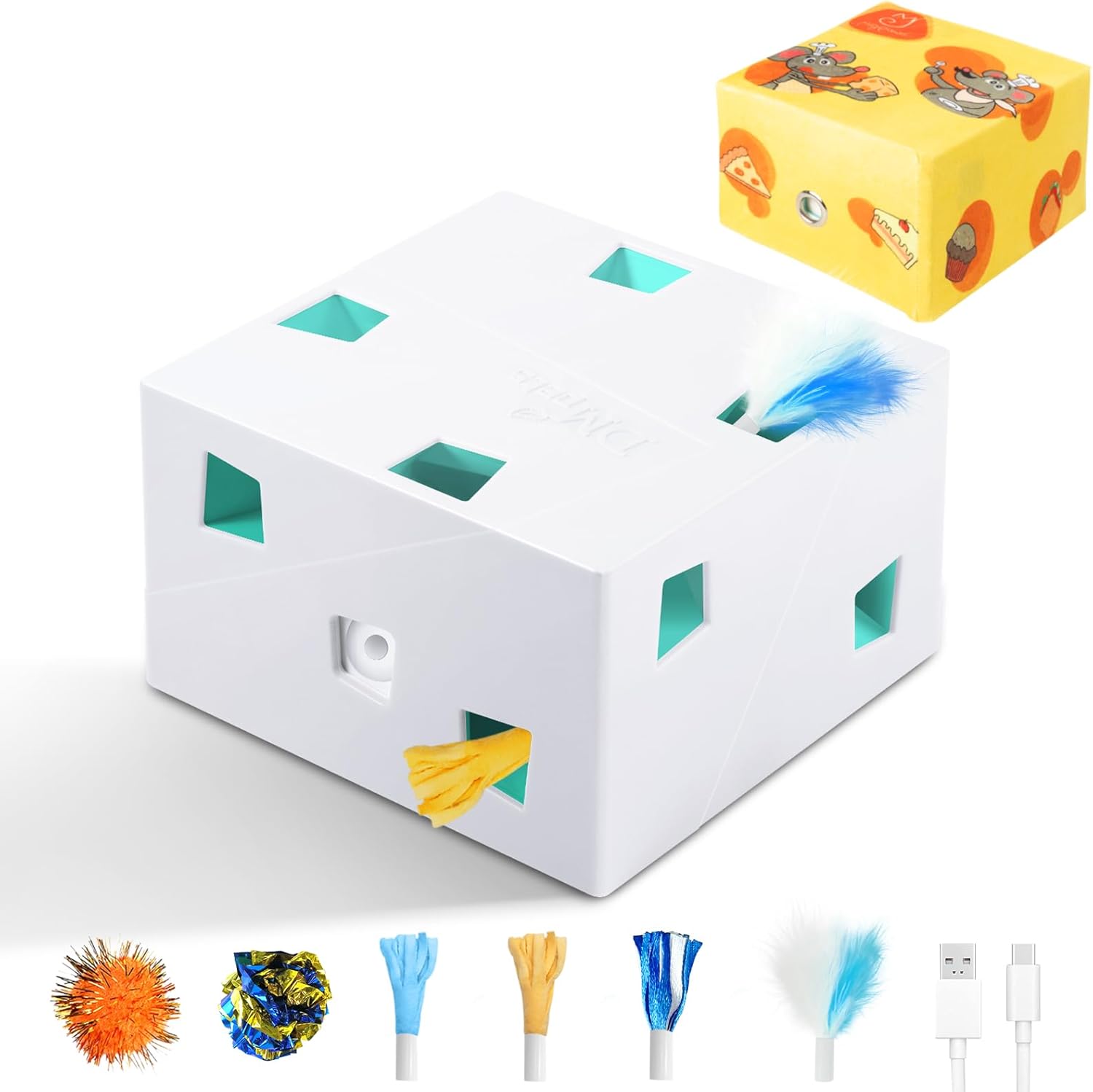 Thumbnail 6 de Migipaws Giocattolo per gatti: giocattolo interattivo automatico con 7 fori a forma di topolino
