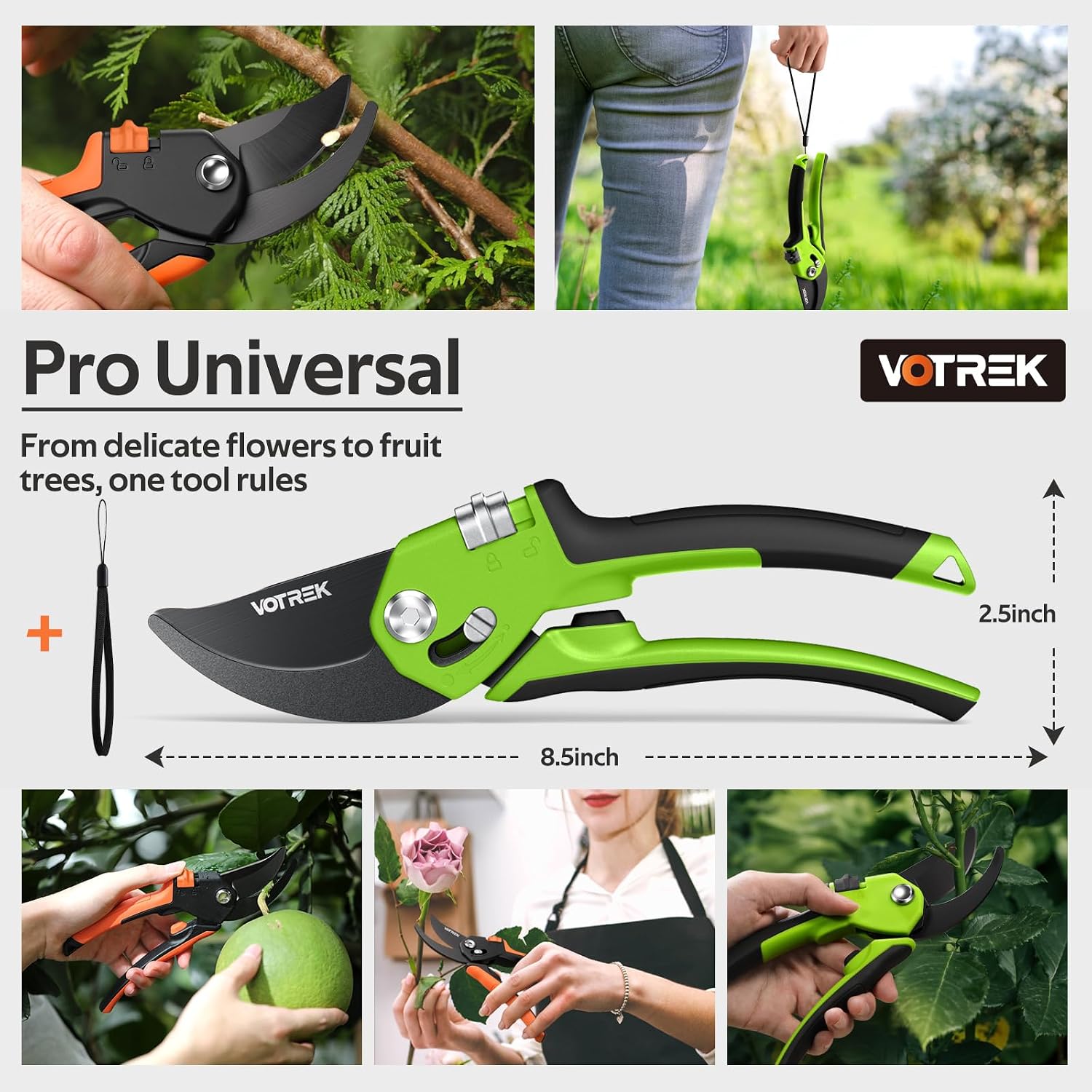 Thumbnail 5 de VOTREK 8.5" Garden Secateurs for Small Hands – Professional Bypass Pruner with Patented Stepless Handle