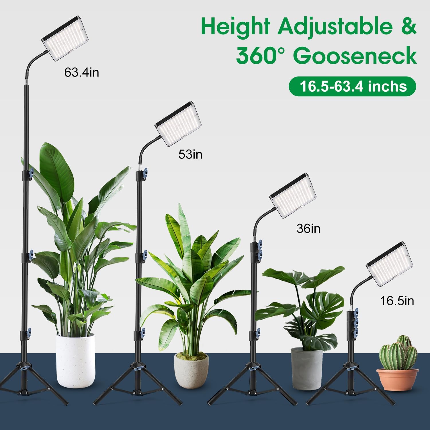 Detalle de zenlavia Pflanzenlampe LED Vollspektrum mit Timer, 246 LEDs und höhenverstellbarem Ständer