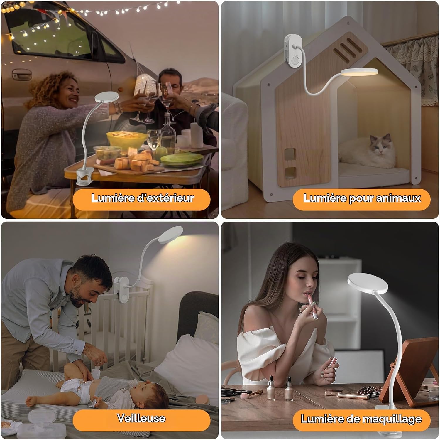 Detalle de ZAPLIT led-leeslamp met klem, 97 leds, USB-C en 10 helderheidsniveaus