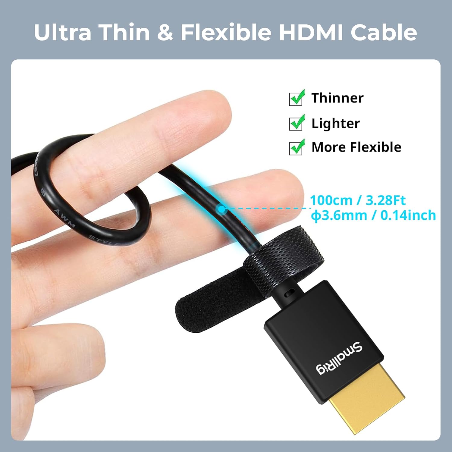 Thumbnail 1 de SmallRig Câble Ultra Fin HDMI 2.0 A vers A 100 cm – Flexible, 4K60, ARC, Ethernet