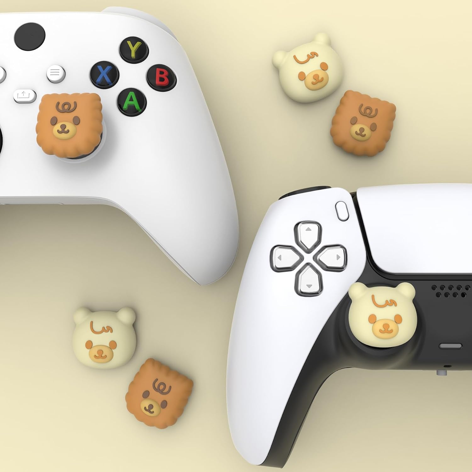 Detalle de PlayVital Cute Thumb Grip Caps for PS5/4, Xbox Series X/S, Switch Pro Controller – Cute Bear