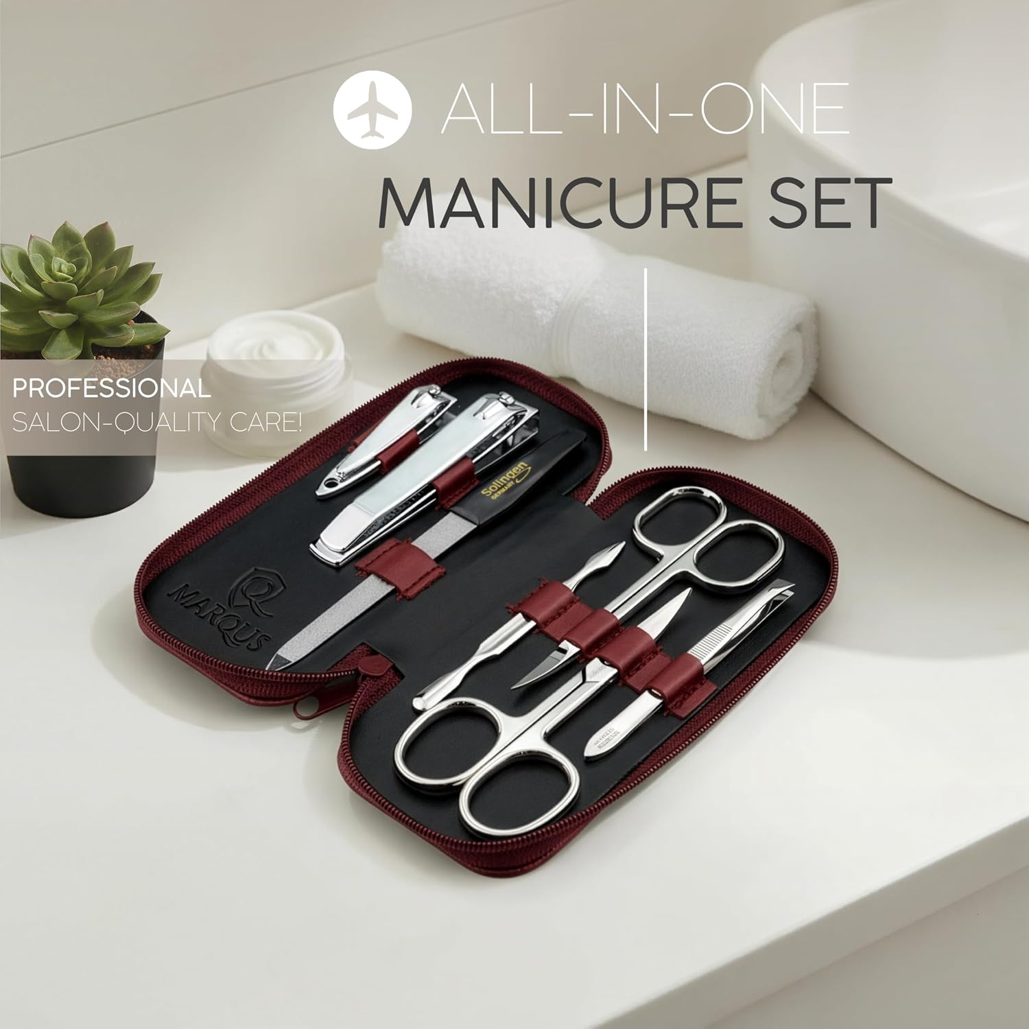 Thumbnail 1 de Solingen Set Manicure Uomo e Donna – Kit da 7 Pezzi con Etui in Vera Pelle