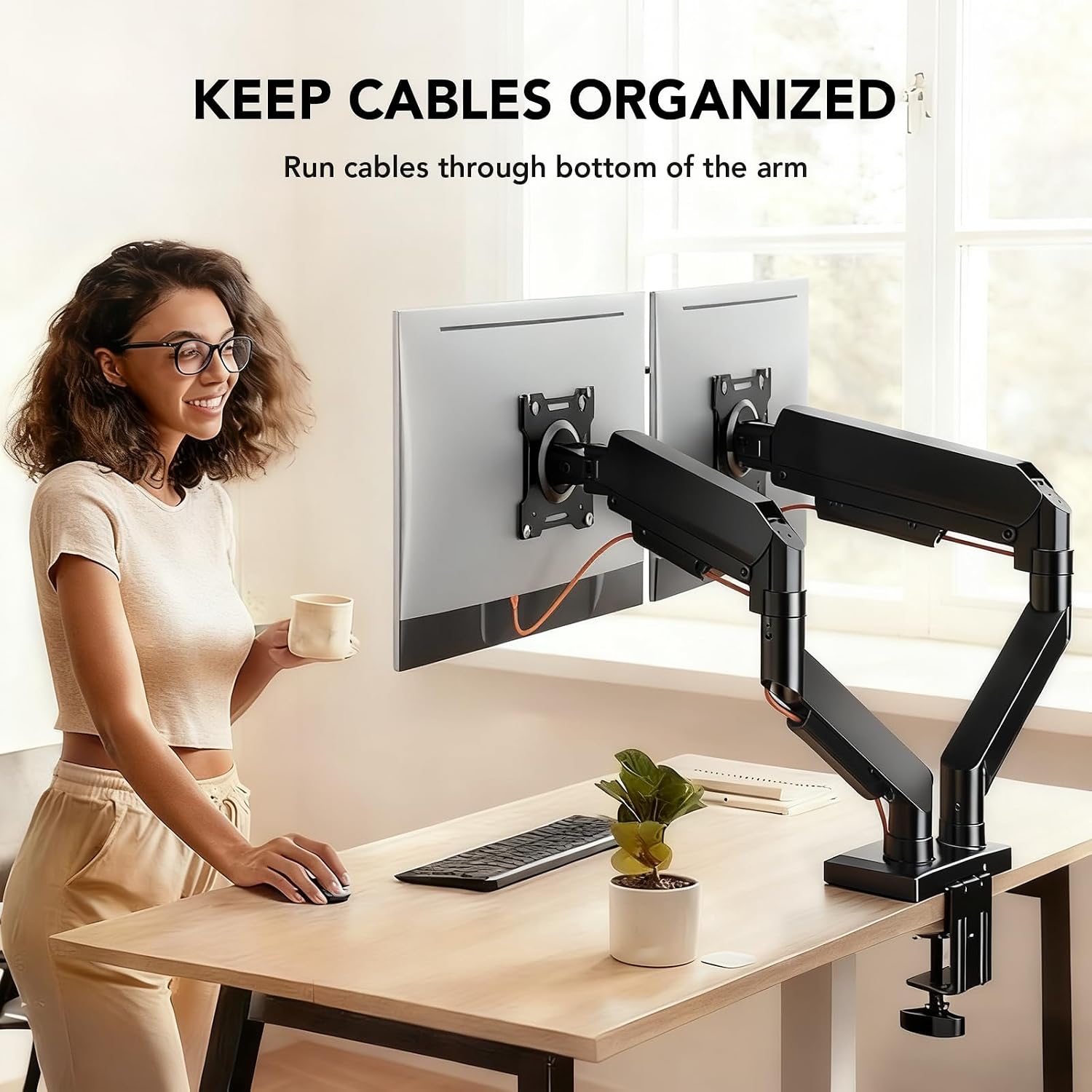 Thumbnail 6 de Hemudu Dual Monitor Arms for 17–32 Inch Screens