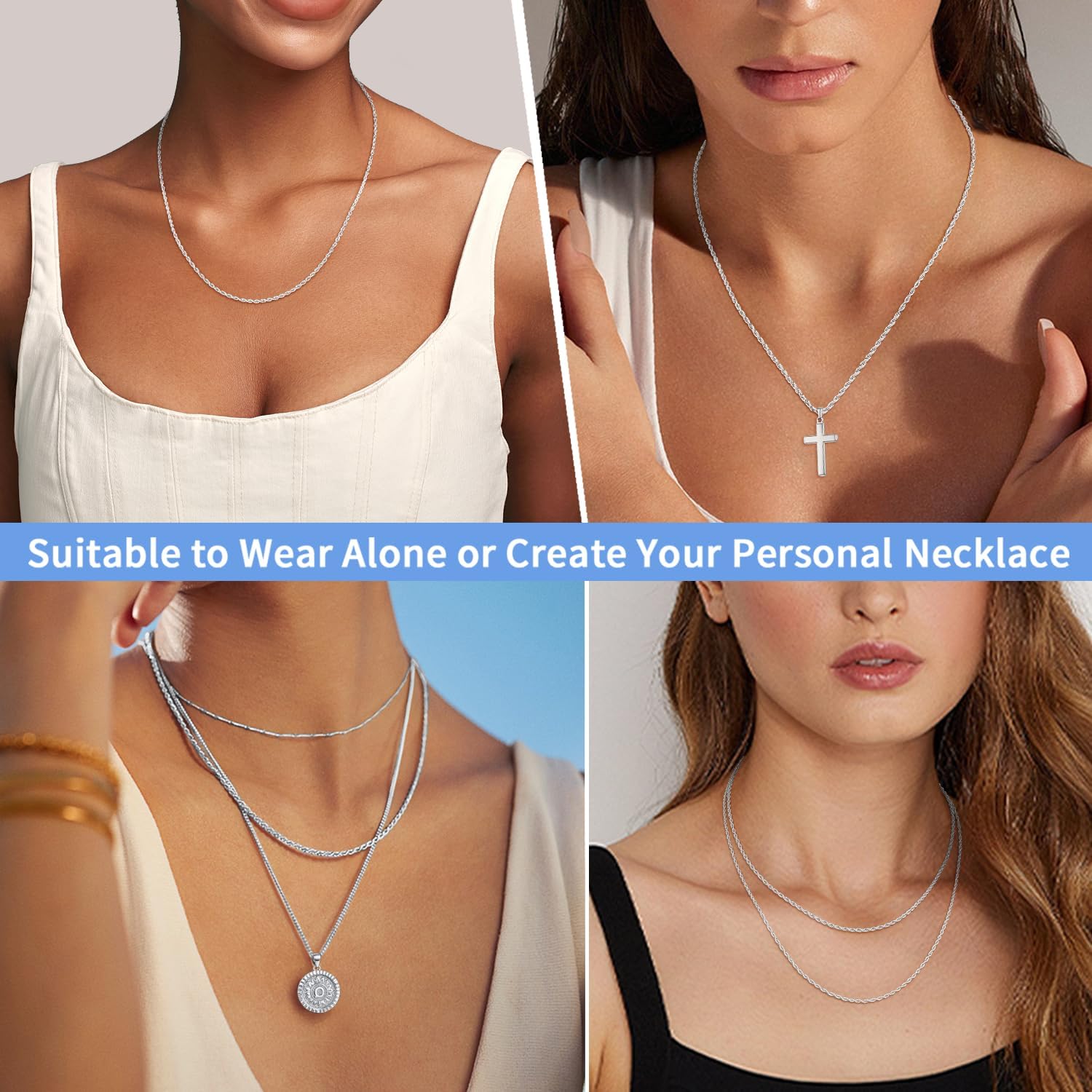 Detalle de Jewlpire Sterling Silver Chain Necklace 925