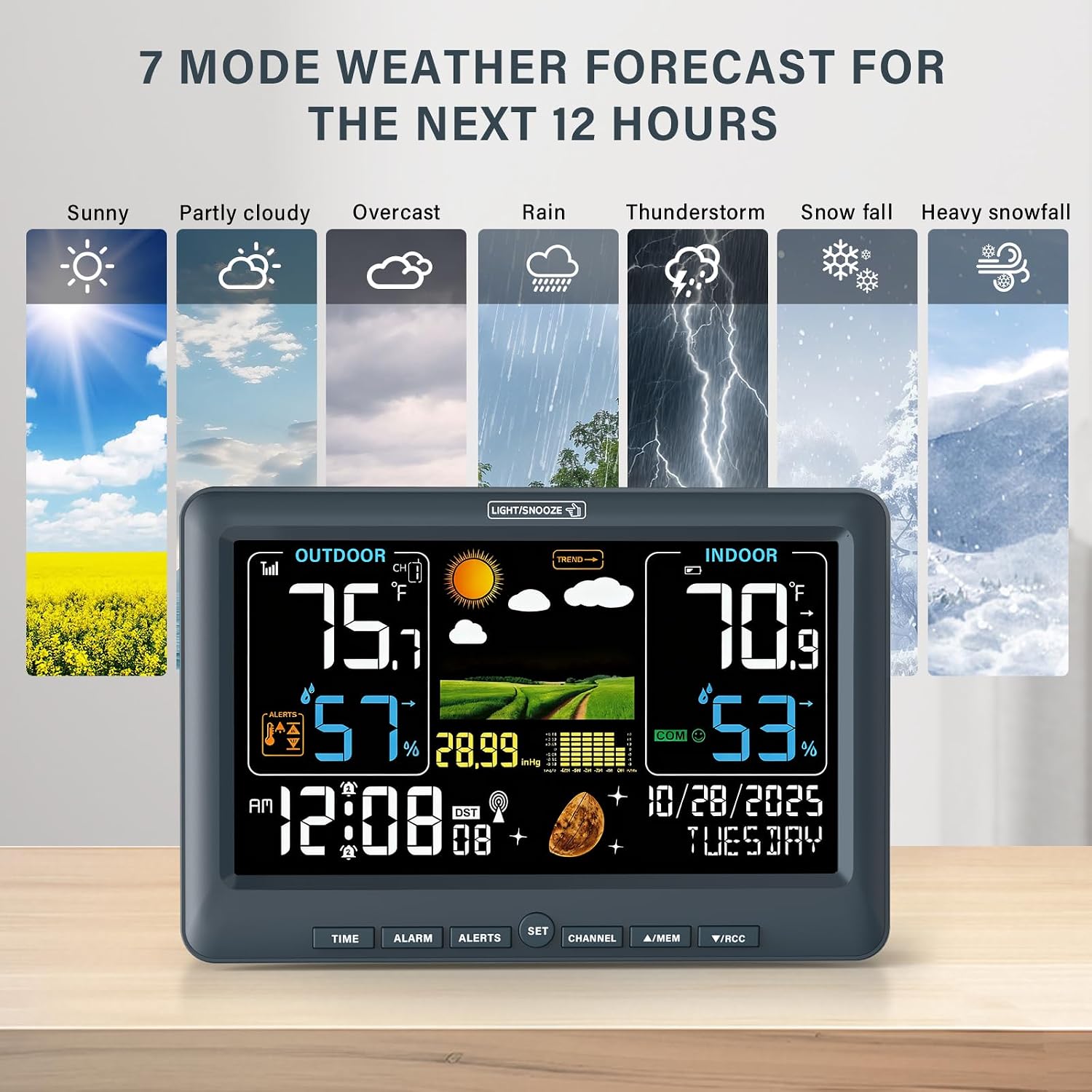 Detalle 2 de BluSon BJ8284 Weather Station with Color Display, Wireless Sensor and Atomic Clock