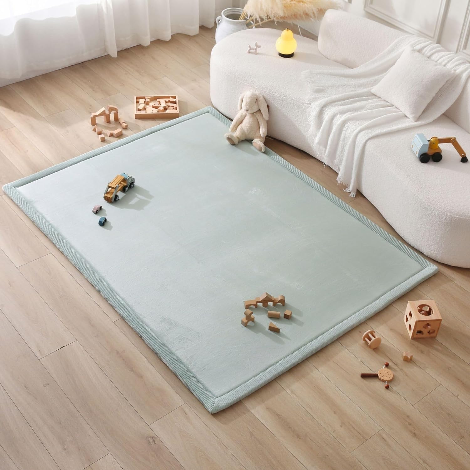 Thumbnail 1 de Hakuna Matte CloudSoft Baby Play Mat: 60" x 80" in Green with Coral Velvet