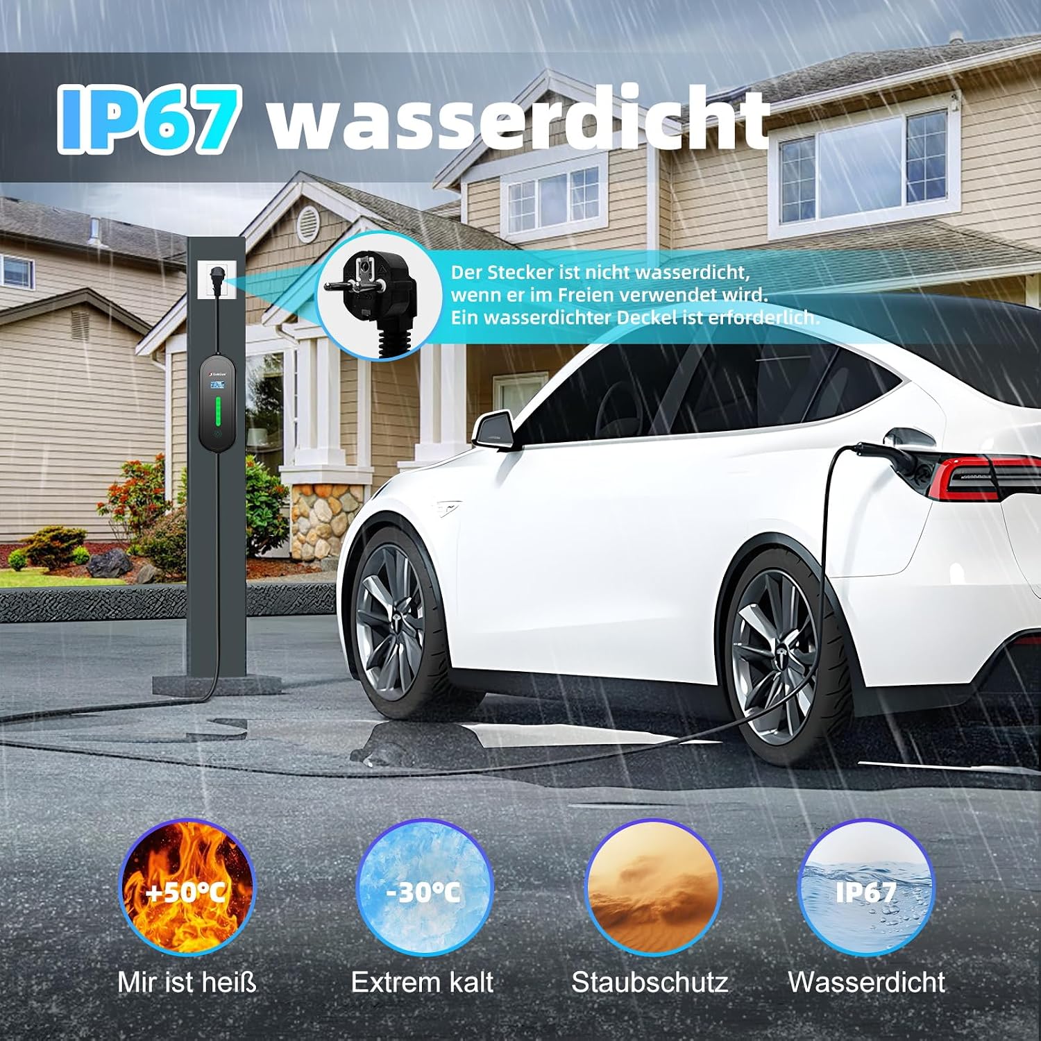 Detalle de TopAutoGear E Ladekabel Typ 2 Schuko 220 V, 10 m – sicher, flexibel und wetterfest
