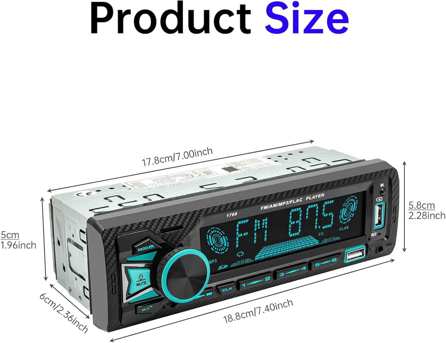 Detalle de ePathChina Car Audio Bluetooth Single DIN Car Stereo with 12V Power, VA LCD Screen and Dual USB