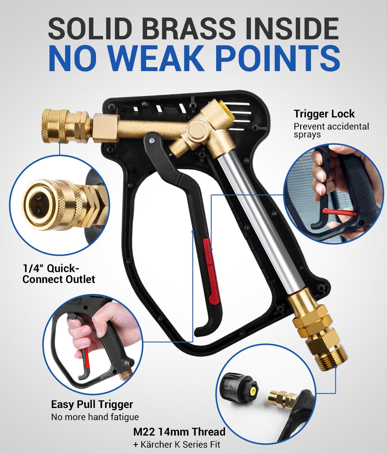 Thumbnail 5 de MEKOH stubby pressure washer gun (quick release, 1/4” outlet) for Karcher K2–K7