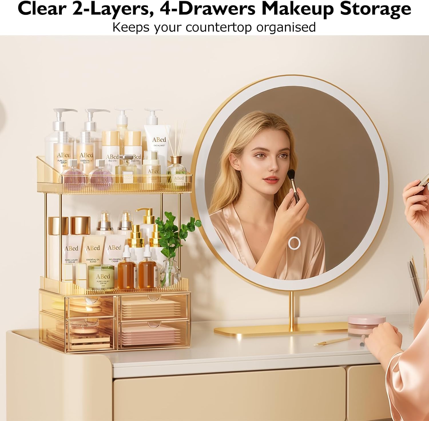 Detalle de SNSLXH Makeup Organizer 4 Drawers, 14.5 in