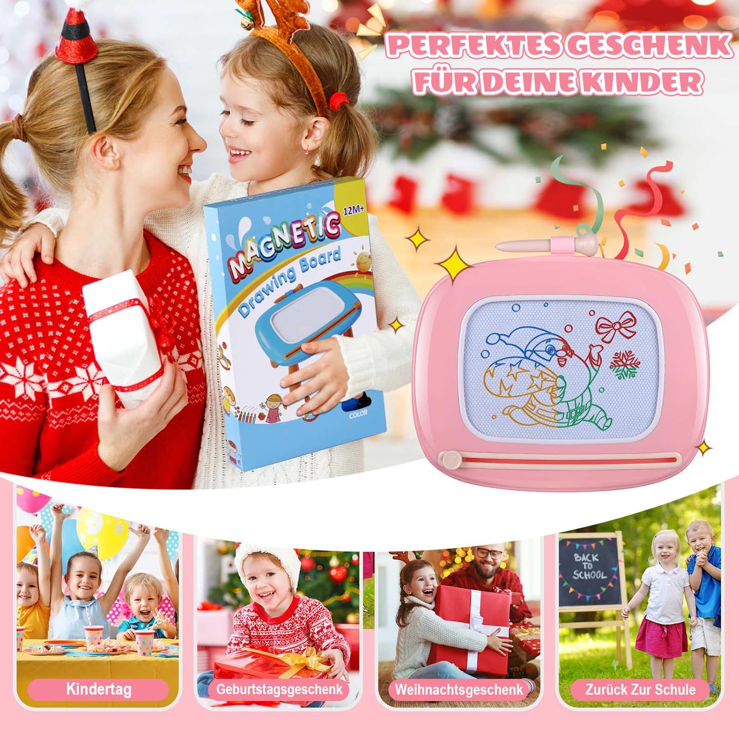 Thumbnail 6 de Smasiagon magnetische Maltafel / Zaubertafel für Kinder (ab 1–3 Jahre) – löschbar, bunt, hellrosa