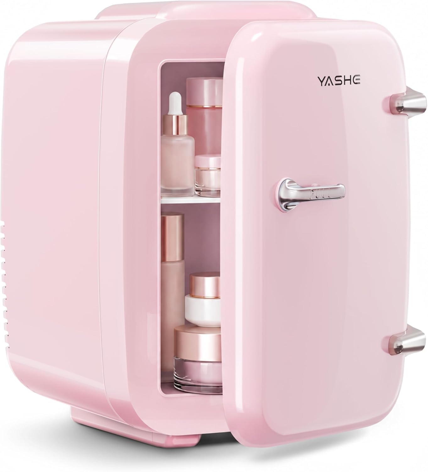 Detalle de YASHE 4L Mini-Kühlschrank: Thermoelektrisch kühlen und wärmen, 220V/12V, rosa