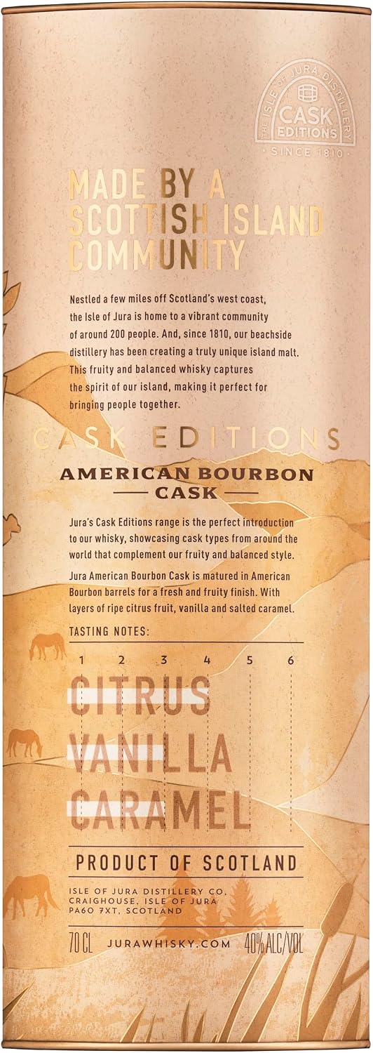 Detalle de Jura Bourbon Cask Single Malt Scotch Whisky 70cl — A Gentle Introduction to Jura's House Style