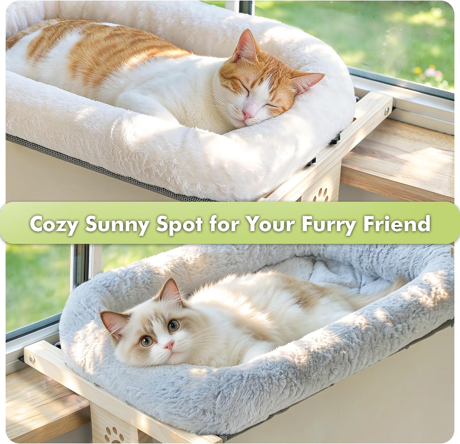 Thumbnail 5 de AMOSIJOY WSP-70-BED-CA Cat Window Perch, 27.5-Inch Wood Frame, 40 lb Capacity