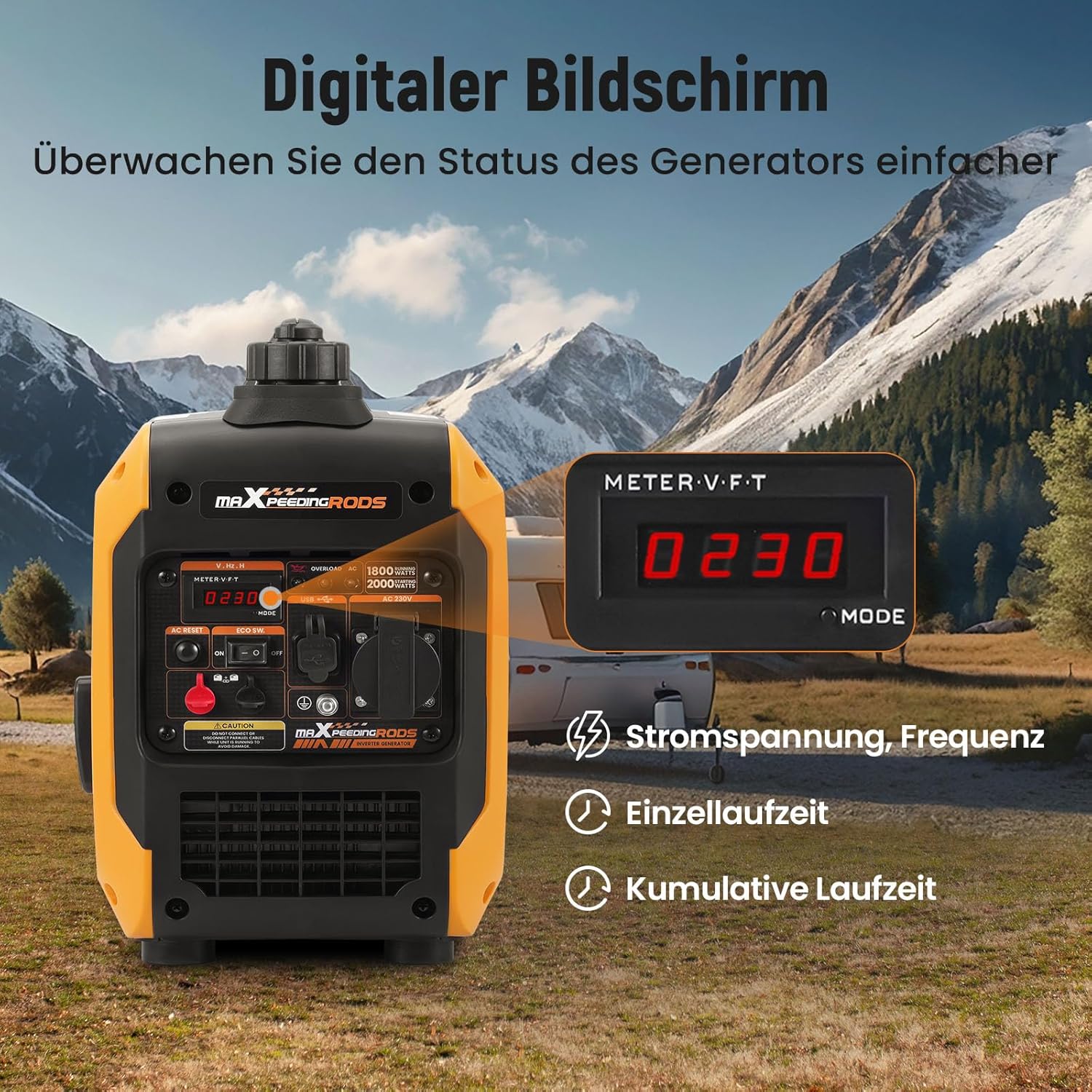 Thumbnail 2 de maXpeedingrods Inverter-Stromerzeuger 2000 W (MXR2350) mit USB & 230V Steckdosen