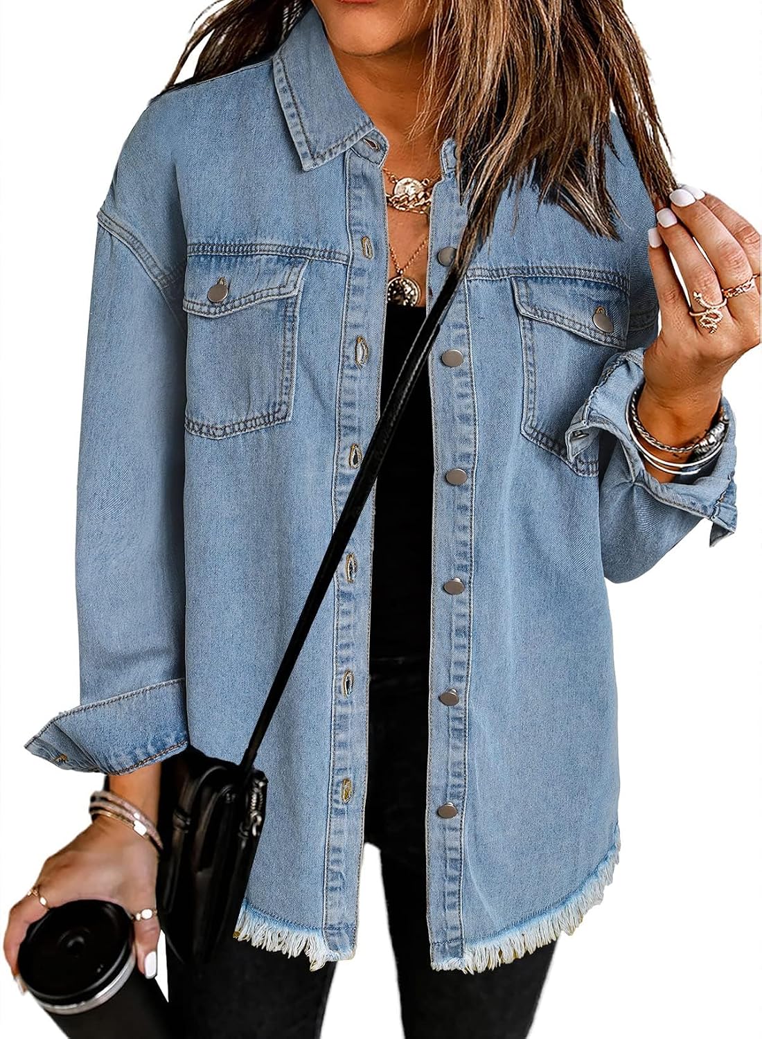 Detalle de Dokotoo Women's Oversized Denim Jacket casual jean jacket