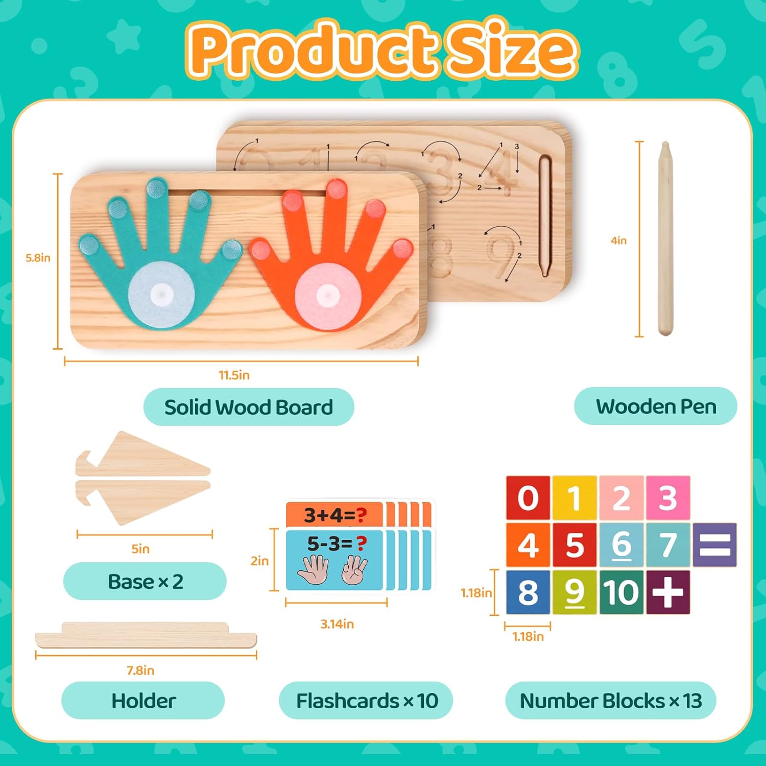 Thumbnail 5 de Montessori Learning Toys Double‑Sided Number Tracing Board