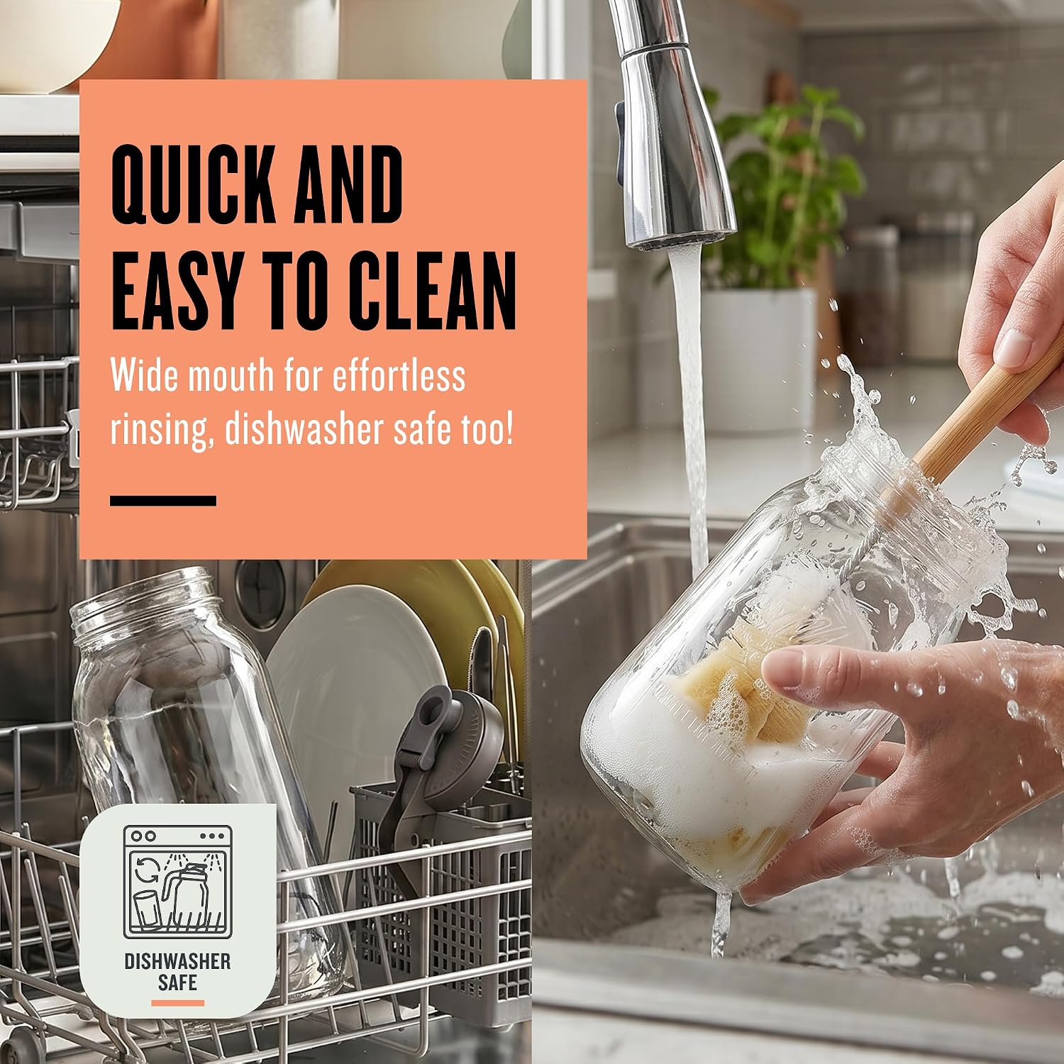 Thumbnail 6 de County Line Kitchen Glass Mason Jar Pitcher with Lid (Wide Mouth, 2 Quart / 64 oz) – Leak Proof Cold Brew & Sun Tea Pitcher, Gray